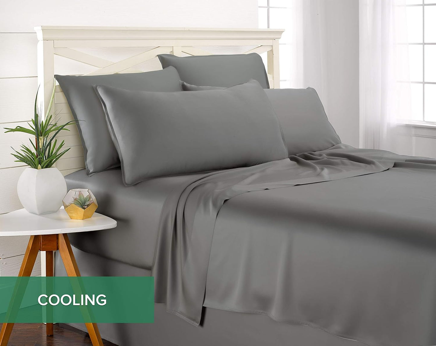 Queen Pillowcases by Pure Bamboo, Genuine 100% Organic Viscose Derived from Bamboo, Luxuriously Soft & Cooling, Double Stitching, Envelope Closure (2 Queen Pillowcases, Stone Grey)