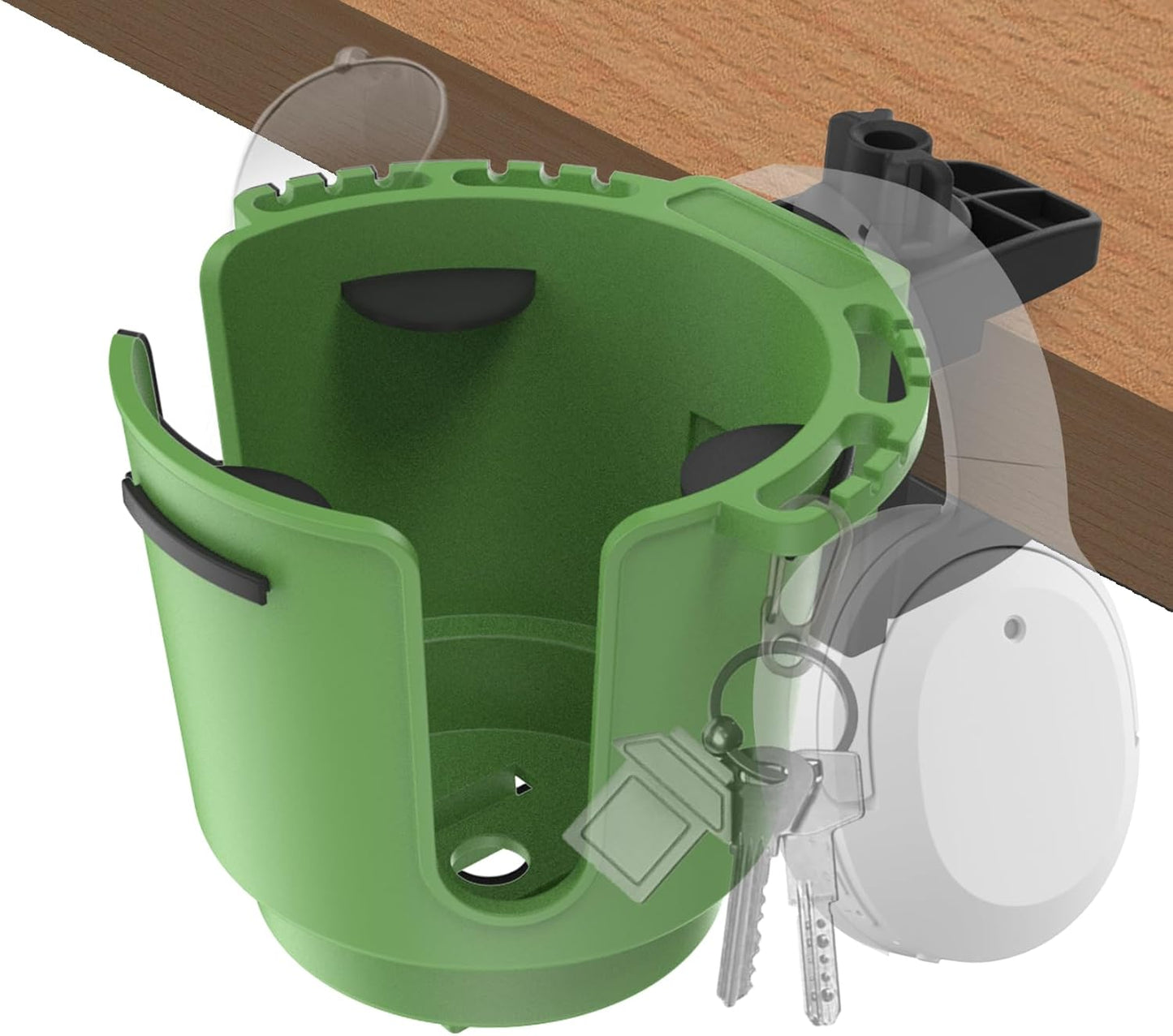 Desk Cup Holder, Anti-Spill Table Cup Holder for Water Bottles, Wheelchairs, Workstations, Gaming Desk Accessories.(Green, Large)