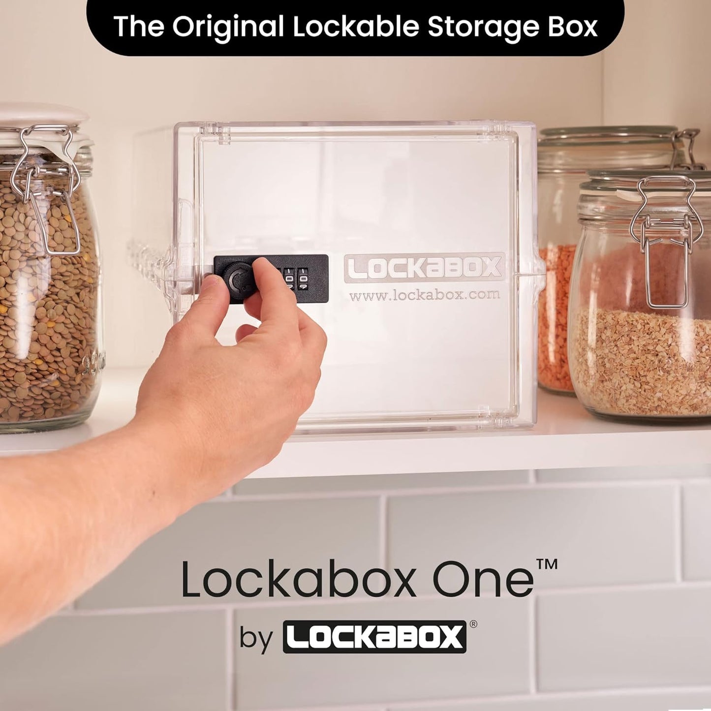Lockabox One™ | Premium Lock Box | Medium Combination Lock Box For Food, Medicine & Home Safety | External Size 12 x 8 x 6.6 inches (Crystal)