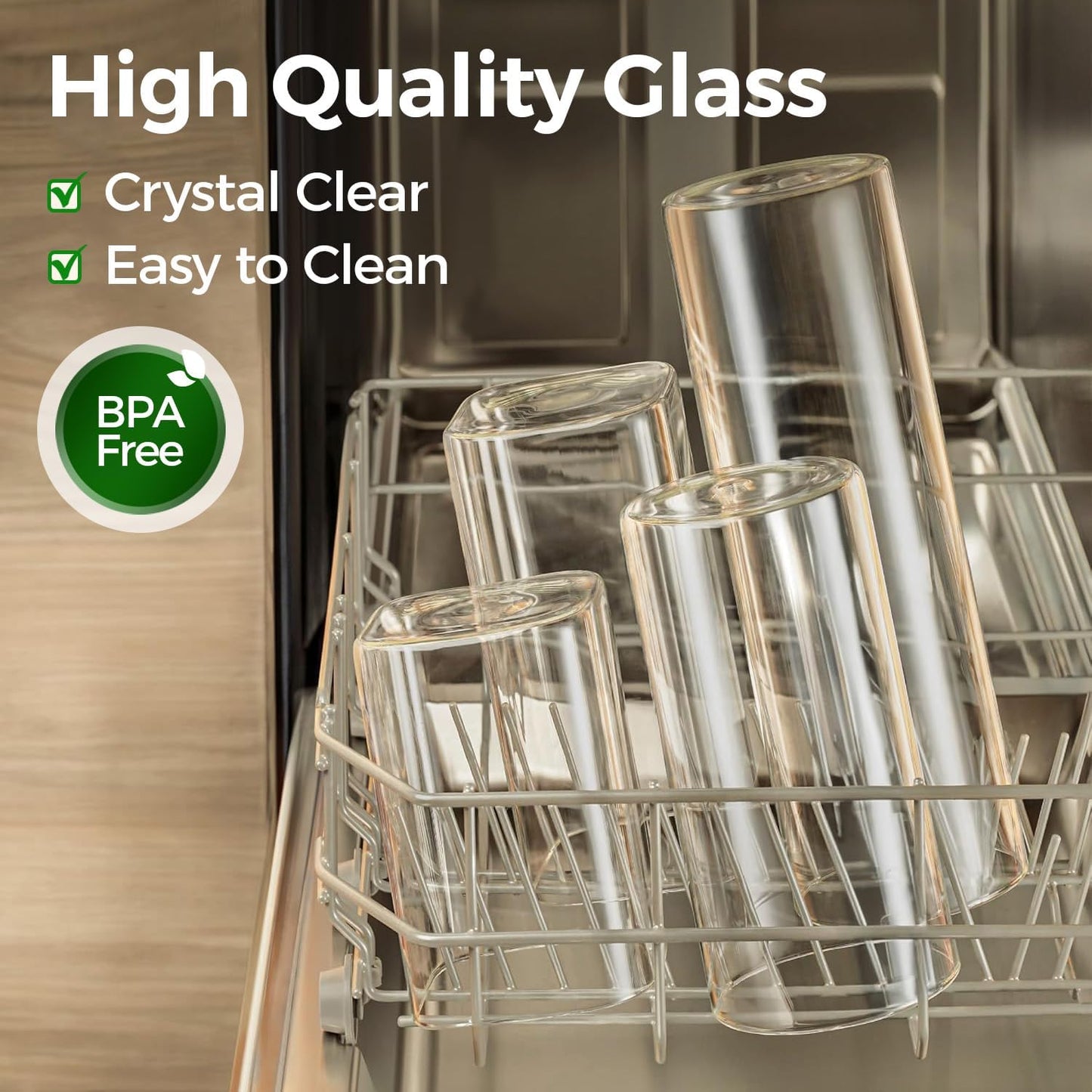 ComSaf Glass Food Storage Jars Set of 6, Clear Glass Storage Containers with Lids, Canisters Sets for the kitchen, Spaghetti, Pasta, Flour, Nuts, Oat, Coffee and Sugar Container, Pantry Organization