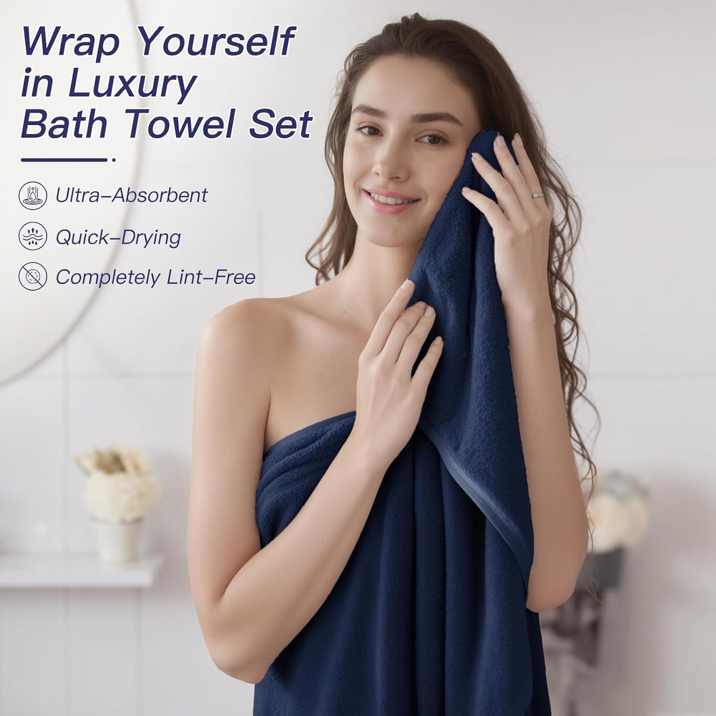 iMucci Bathroom Accessories Bathroom Sets with Shower Curtain, Bath Towel Set, Trash Can, Toilet Brush, Soap Dispenser, Bathroom Accessories Set Complete