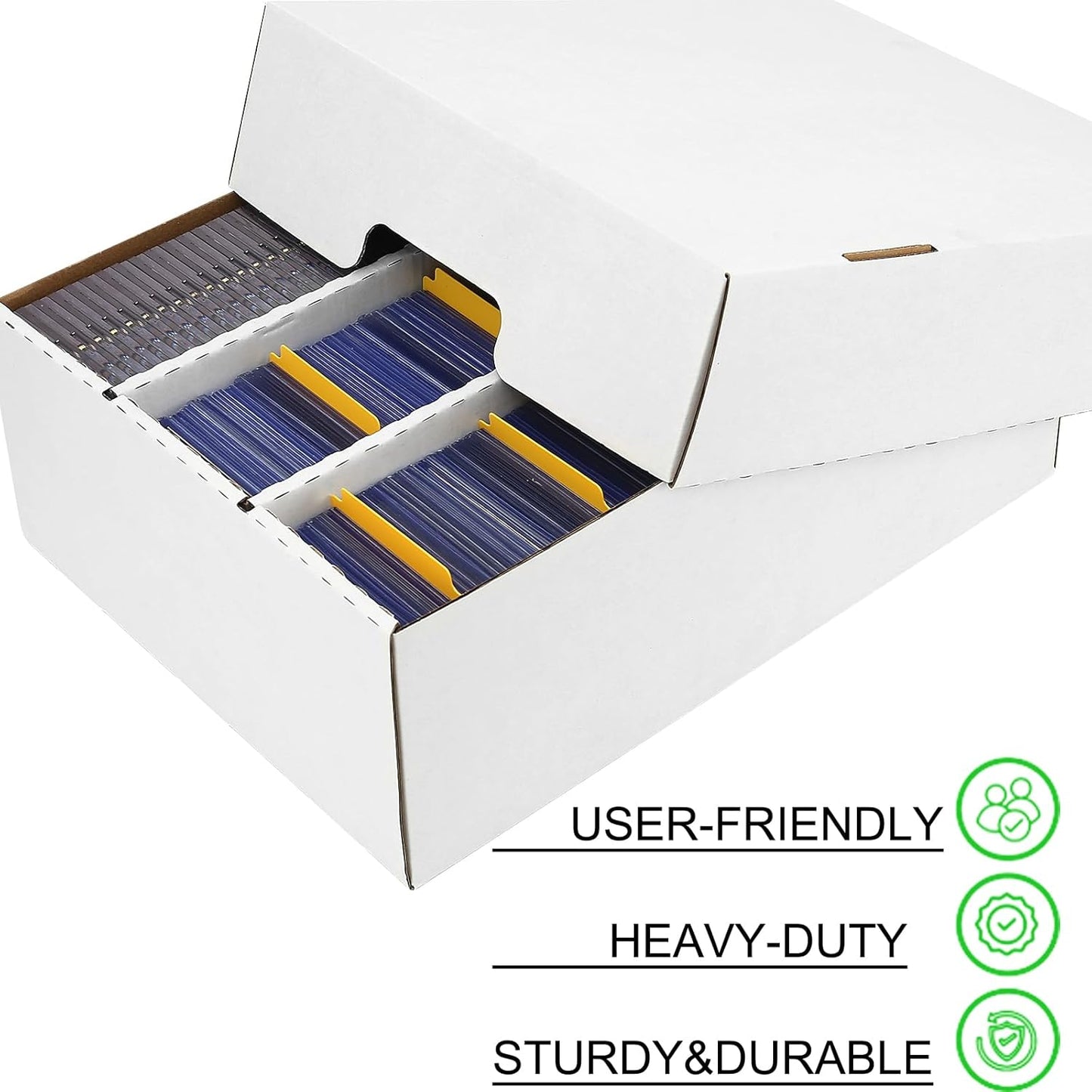 Sport Card Box 3 row Cardboard Storage Box White Bulk Trading Card Storage Collection Tray with 24 divider for MTG TCG