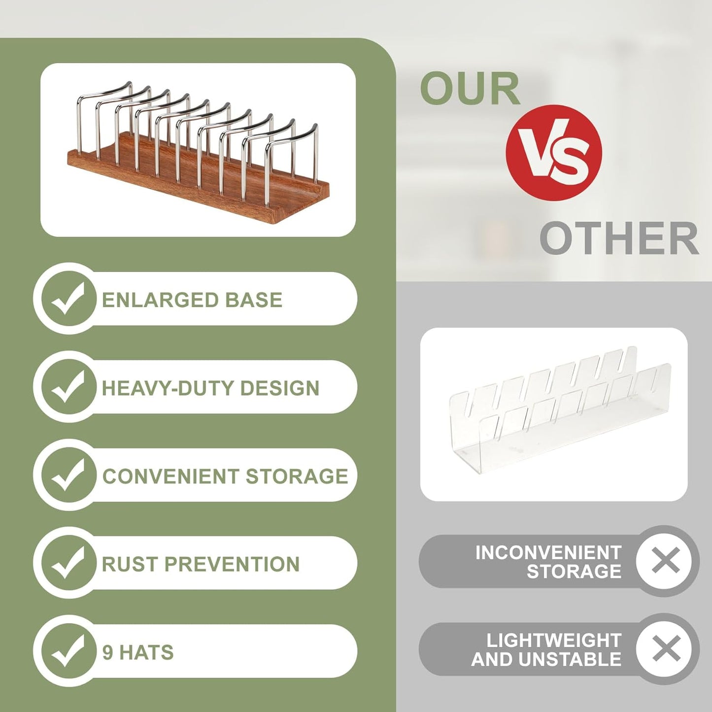 Hat Organizer for Baseball Caps - 14 Caps Organizer , Anti-Tip Stainless Steel Hat Rack & Display Stand, No Installation Required Hat Storage for Closet, Bedroom, Vanity (Stainless Steel，2 pack)
