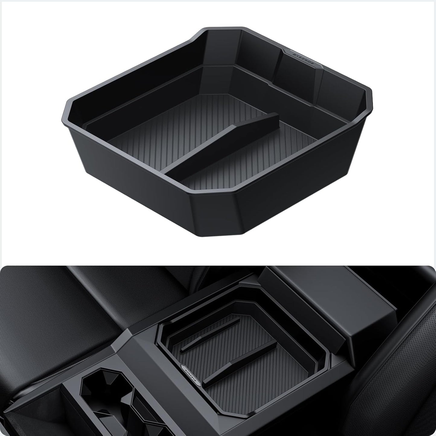 BASENOR 2024 2025 Tesla Cybertruck Center Console Organizer Tray(Carbon Edition) (Proprietary Design) Armrest Storage Box for Cybertruck Accessories