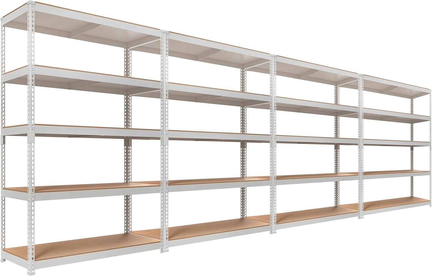 HOMEDANT 5 Tier Storage Shelves Adjustable Laminated Boltless Garage Metal Shelving Unit Heavy Duty Utility Rack Shelf Warehouse Pantry Closet Kitchen (4, (L) 48.1" W, White)