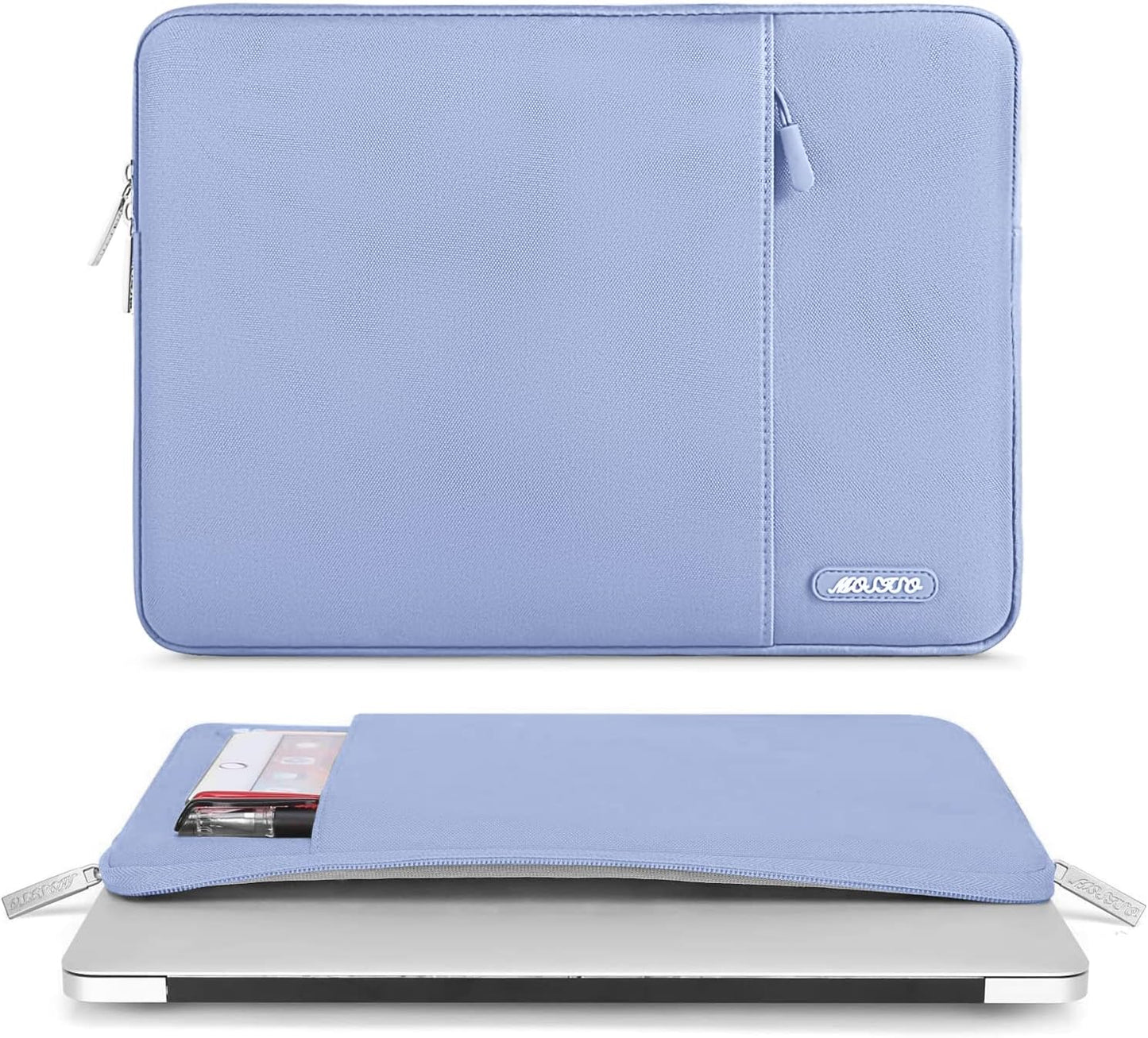 MOSISO Laptop Case 13.3 inch, 13-13.3 inch Laptop Sleeve Compatible with MacBook Air/Pro 13/Pro 14 M5 M4 M3 M2 M1, HP Dell ASUS Lenovo,Polyester Vertical Computer Sleeve Bag with Pocket, Pastel Blue