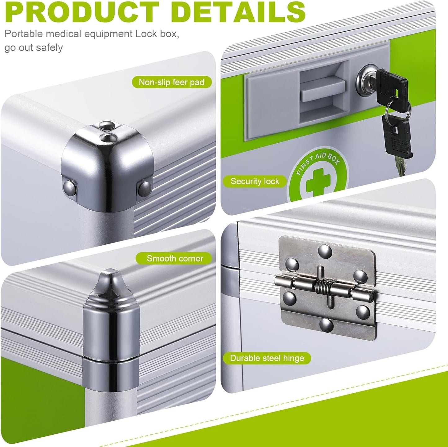 Medication Lock Box with key, First Aid Key Box with Lock,medicine lock box with key，Lock Box for Medication，Lockable Medicine Storage Box,10 x6.7x 6.7 inches [ Small]