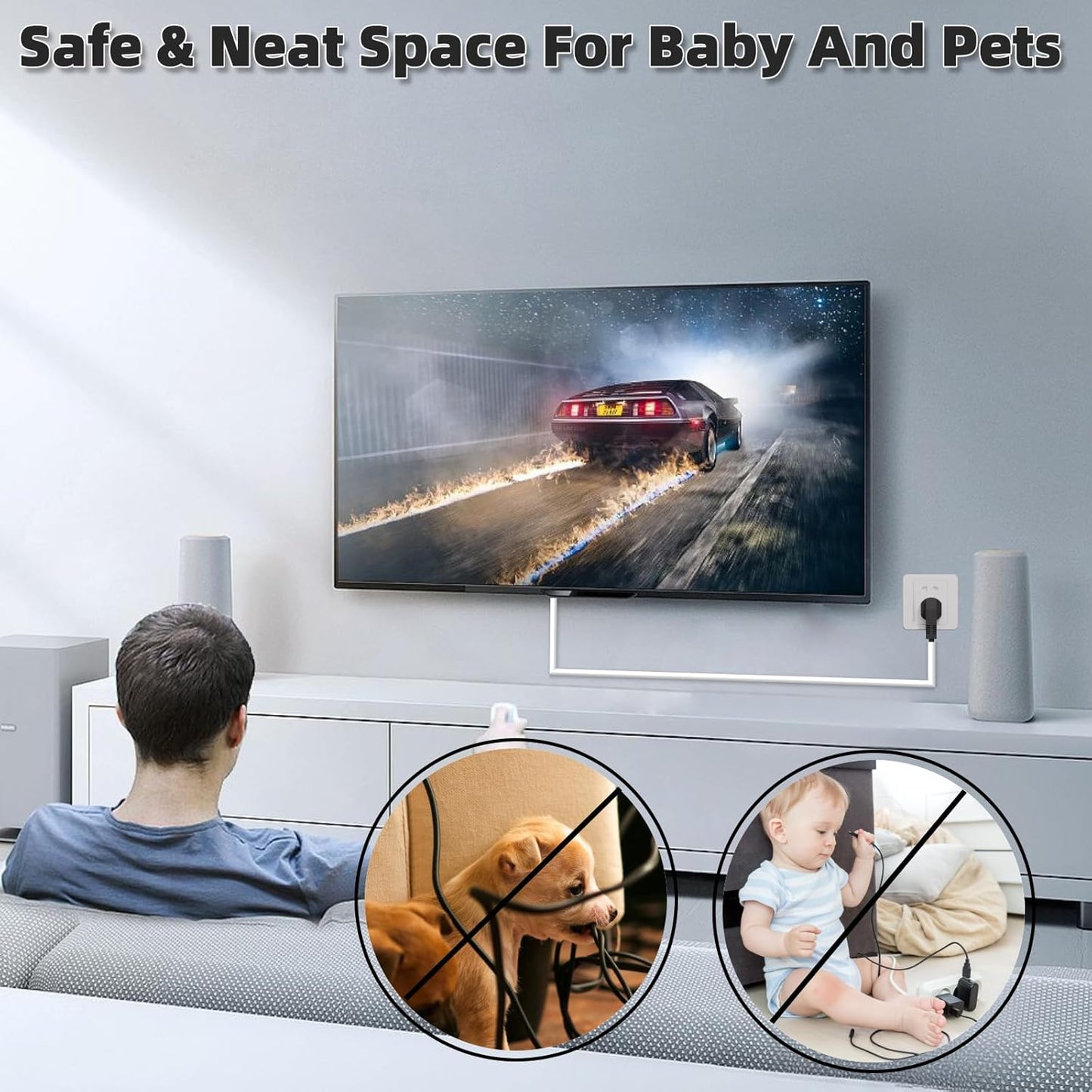 39" Side Buckle Cable Hider for 1 Cords,Extension Cord Covers for Wires On Wall,Adhesive Cord Hider for Wall Mount Tv,Wire Channel for Cable Concealer,Cable Raceway Home & Office,White