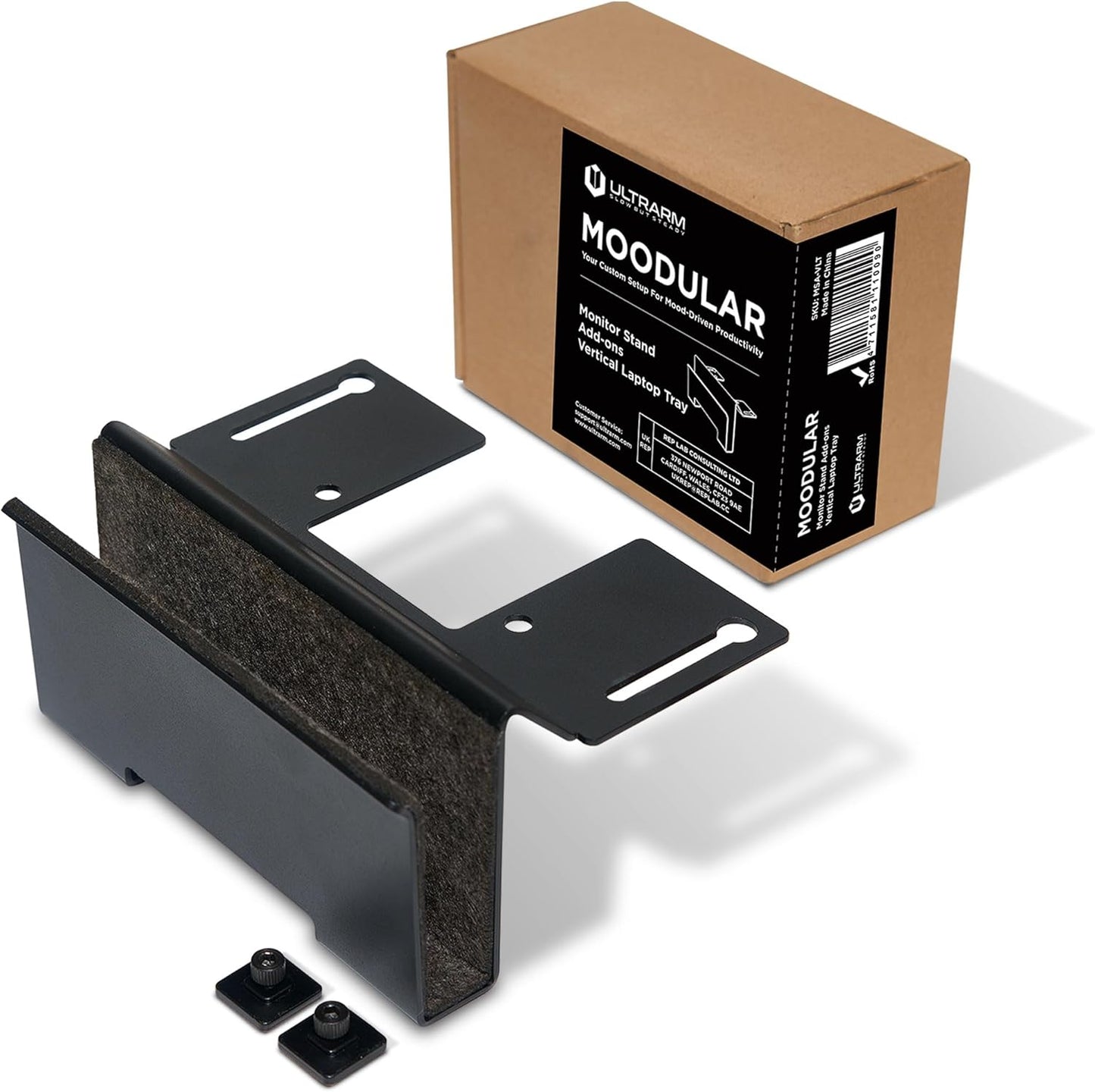 Moodular Add-ons Vertical Laptop Tray [Accessory Only - Requires Moodular Wooden Monitor Stand Slide Rails for Use] Black MSA-VLT