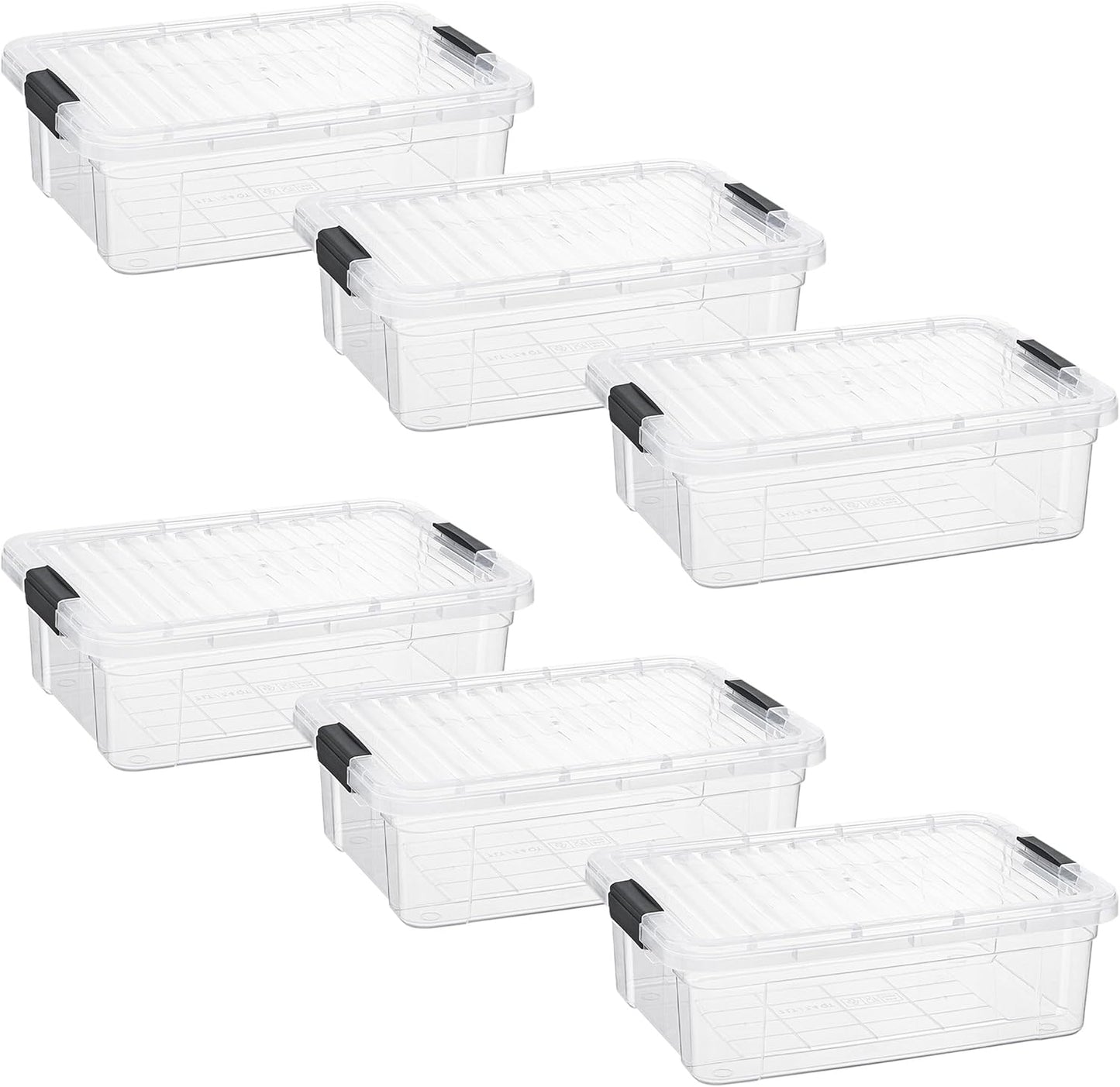 Superio Storage Bins with Lids- 6 Pack, 7.4 Qt Clear Boxes for Organizing, Stackable Plastic Containers- BPA Free, Non-Toxic, Odor Free, Organizer for Home, Office, Dorm
