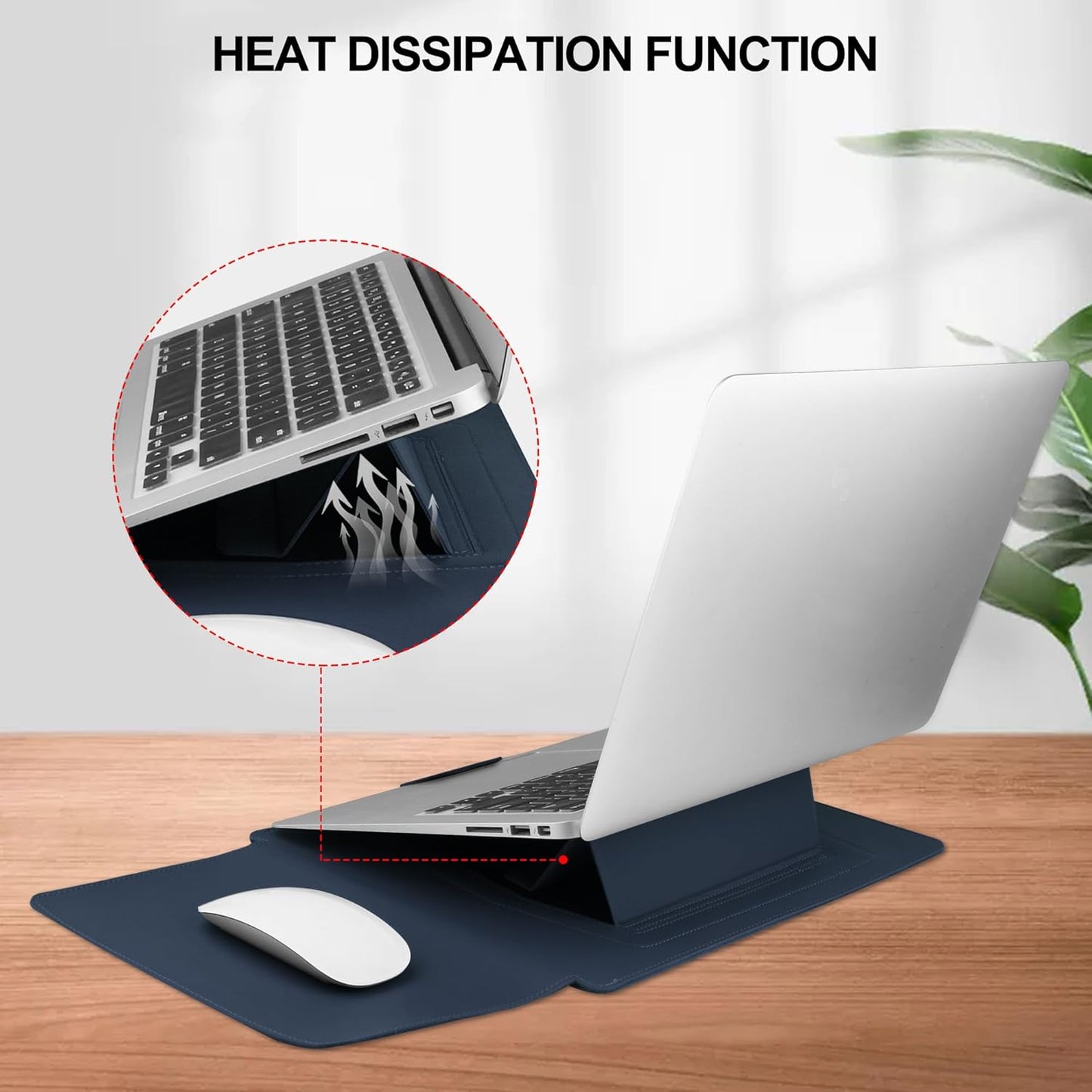13.3'' /13.6'' Laptop Sleeve Case Leather Bag with Stand Compatible with MacBook Pro 14/MacBook Air 13(M1 M2)/13.3'' Yoga/Dell XPS 13/HP/Matebook 14'' Laptop case, Blue