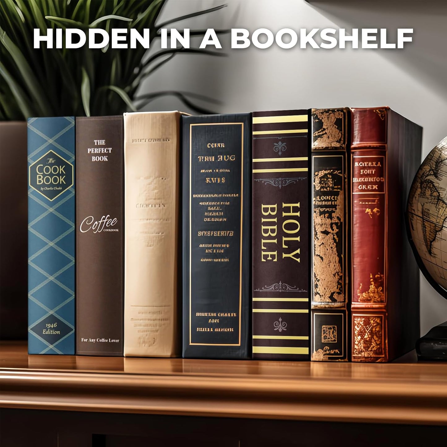 Book Safe with Combination Lock, Hidden Safe (9.5 x 6.2 x 2.2 Inch) with Fireproof Bag, Secret Diversion Safe, Hollow Book Box Hidden Storage, Money Safe Box for Cash (Bible)