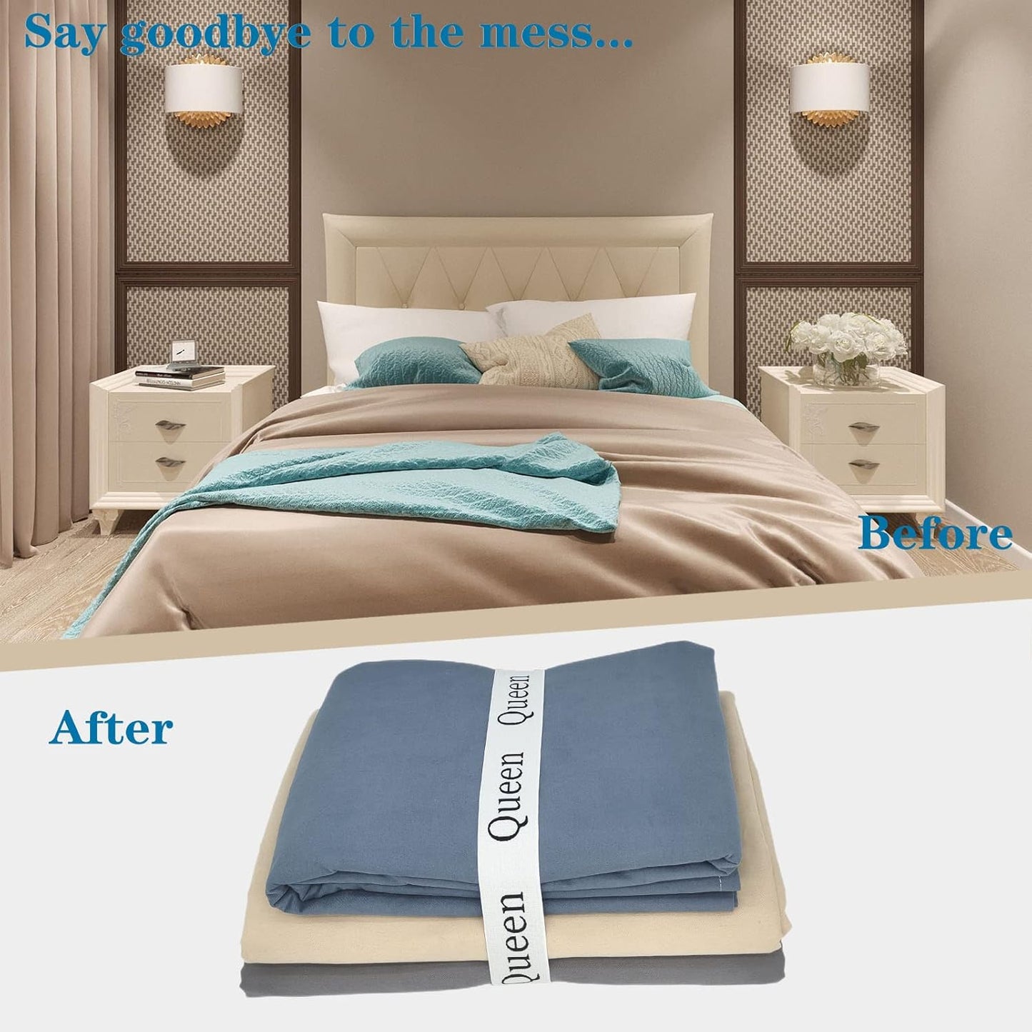 6 Pieces Bed Sheet Organizer Bands, Sheet Organizers and Storage Label Bands, Sheet Label for Bedding, Sheets Organizer for Closet,Sheet Keepers Linen Labels Bedding Bands (Queen)