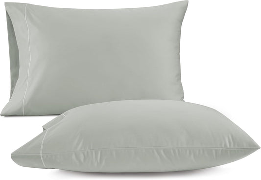 LANE LINEN 100% Egyptian Cotton Pillow Cases Queen Size Set of 2 (20"x30") - 1000 Thread Count Luxury Sateen Cotton Pillowcases Queen Size - Queen Sage Green Pillow Cases Set of 2 - Mineral