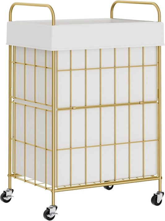 Laundry Hamper with Wheels, 90L Laundry Basket with Handle, Laundry Sorter with Removable Liner Bag