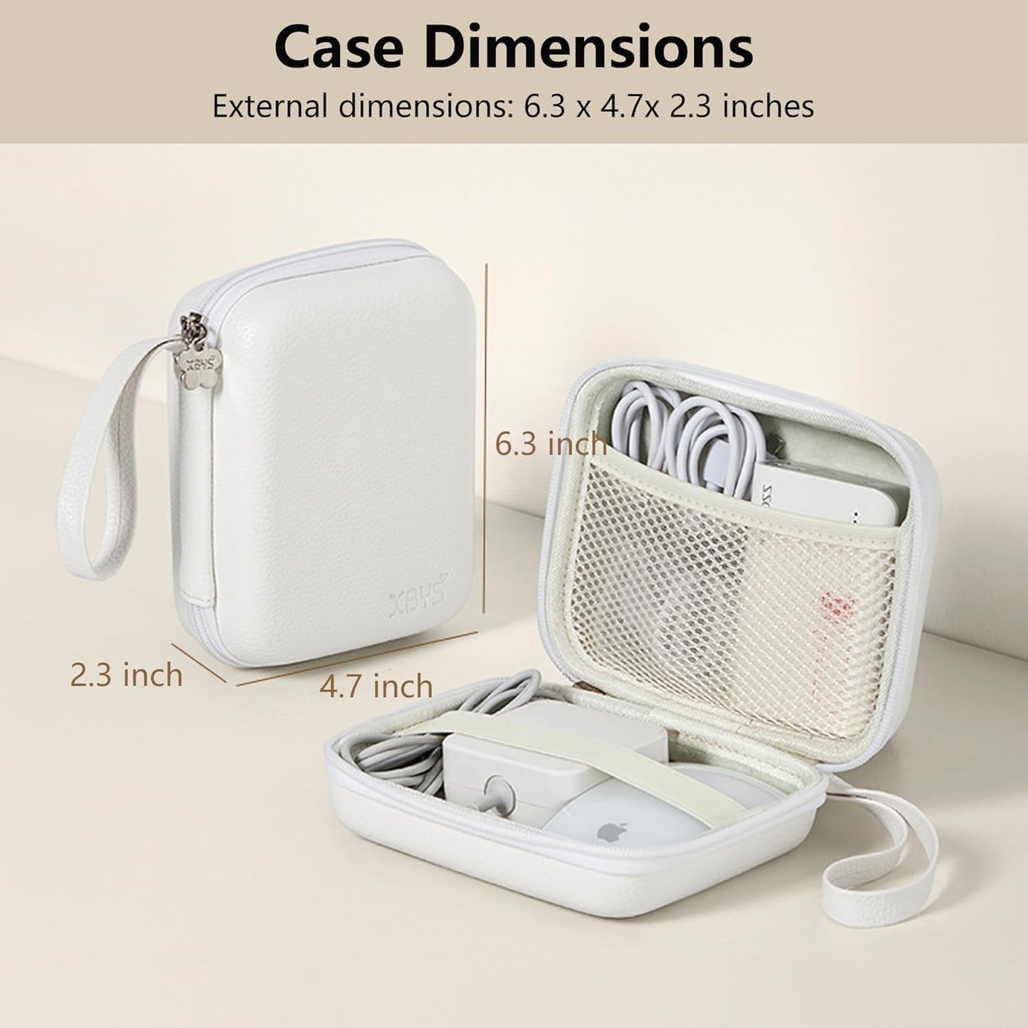 Charger Case for Macbook, Portable Tech Electronic Organizer Bag,Travel Storage Pouch for Laptop Accessories, MacBook Power Adapter, Charging Cords, USB Drives, Power Bank (White, L)