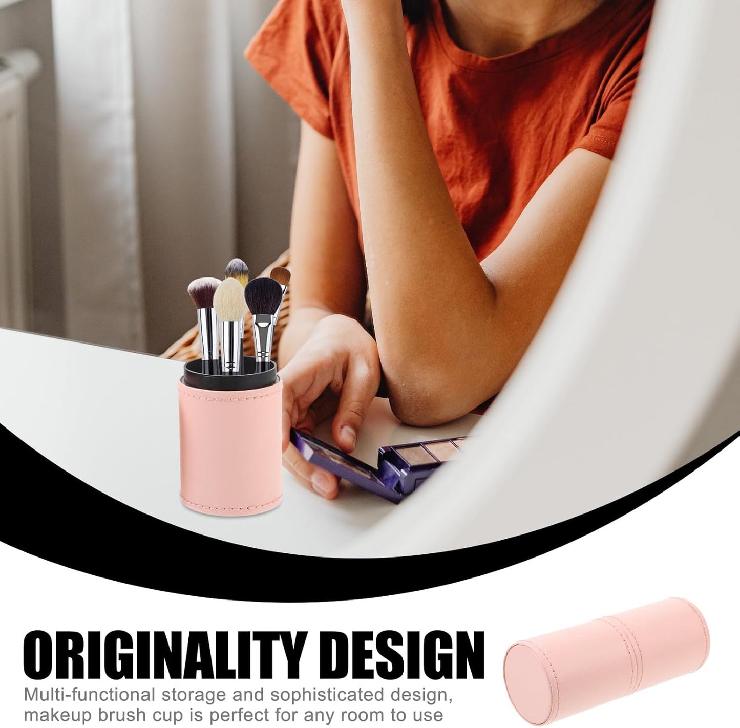 NOLITOY Makeup Brush Holder Capacity Makeup Organizer Pen Holder for Desk Multifunctional Storage Cup for Dressing Table and Bathroom Sturdy Pink Cosmetic Brush Cup to Declutter and