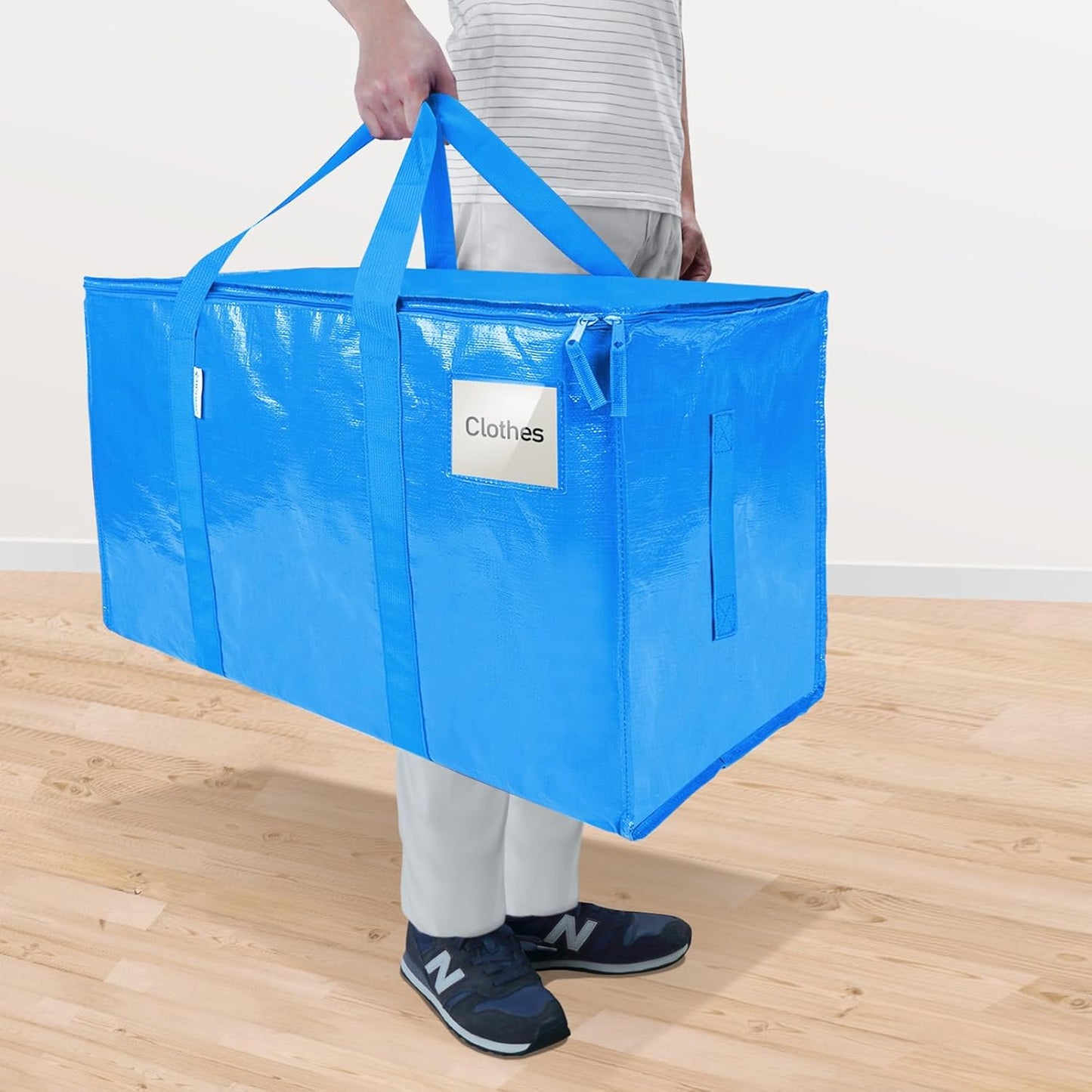 TICONN 2 Pack Extra Large Moving Bags with Zippers & Carrying Handles, Heavy-Duty Storage Tote Moving Boxes for Space Saving (2 Pack, Sky Blue)