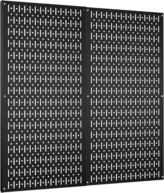 Pegboard Wall Organizer 2 PCS 32" x 16" Black Peg Board Metal Pegboard Panels for Garage Tool Storage
