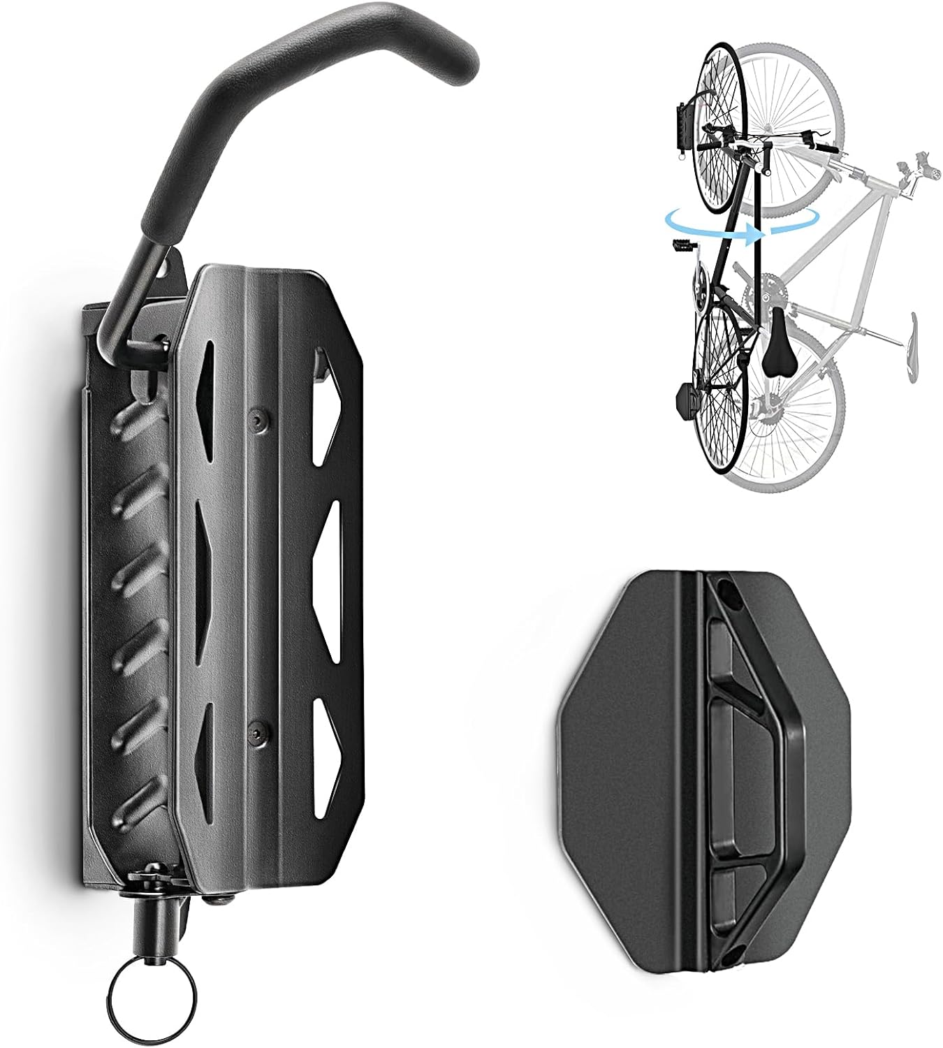 QAQ Swivel Bike Wall Mount, Vertical Bike Rack Garage Holds Up To 66lbs, Bike Hooks For Garage Space-Saving, Easy To Install -1 PACK