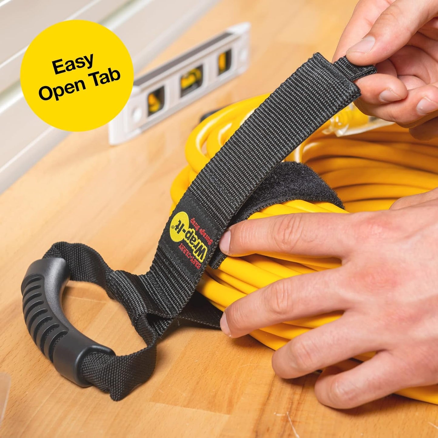 Easy-Carry Wrap-It Storage Straps - 28” (2-Pack) – Heavy-Duty Hook and Loop Extension Cord Carrying Strap, Hanger, Keeper, Organizer with Handle for Pool, Boat, RV, Garden Hoses, Cords, and Cables