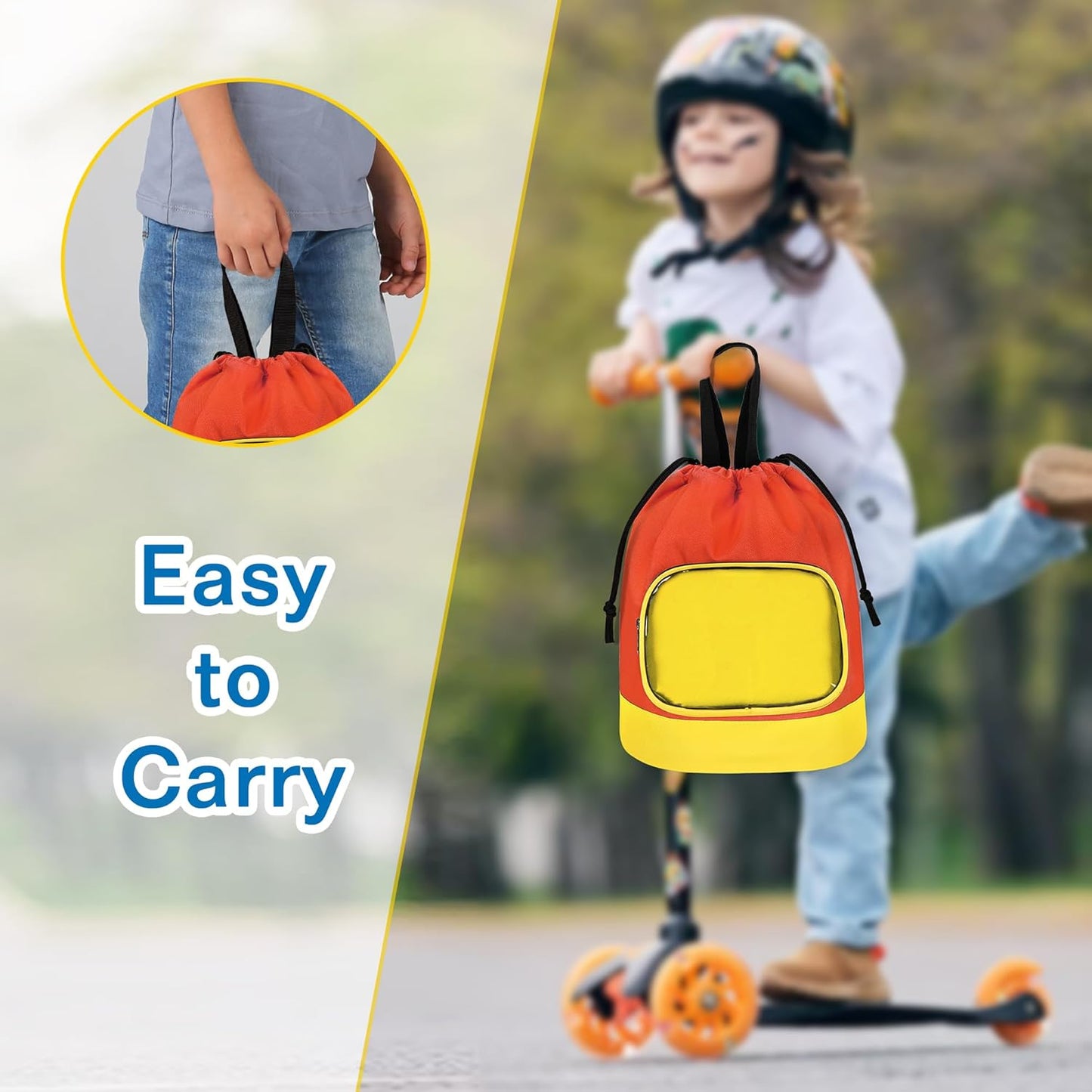 Drawstring Toy Storage Bag for Building Bricks, Building Blocks, Board Games, Puzzles, Construction Toy Travel Bag, Beach Sand Toys Storage (Yellow-orange, Small)