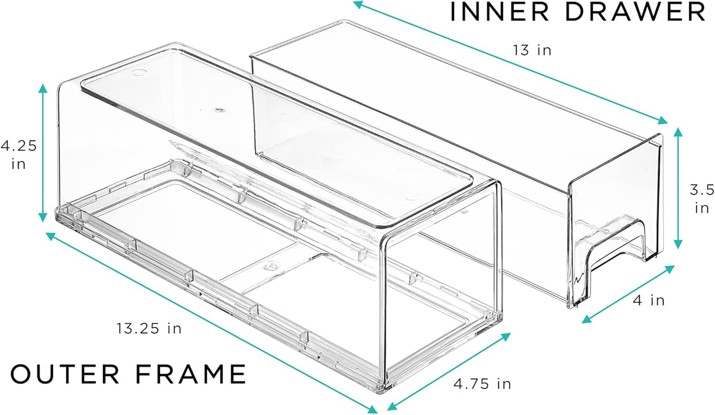 Sorbus Small Clear Stackable Storage Drawers – 6-Pack Plastic Organizer Bins with Handles – Stackable Pull-Out Storage Drawers for Closet, Pantry, Office, Bathroom, Craft, and Toy Organization
