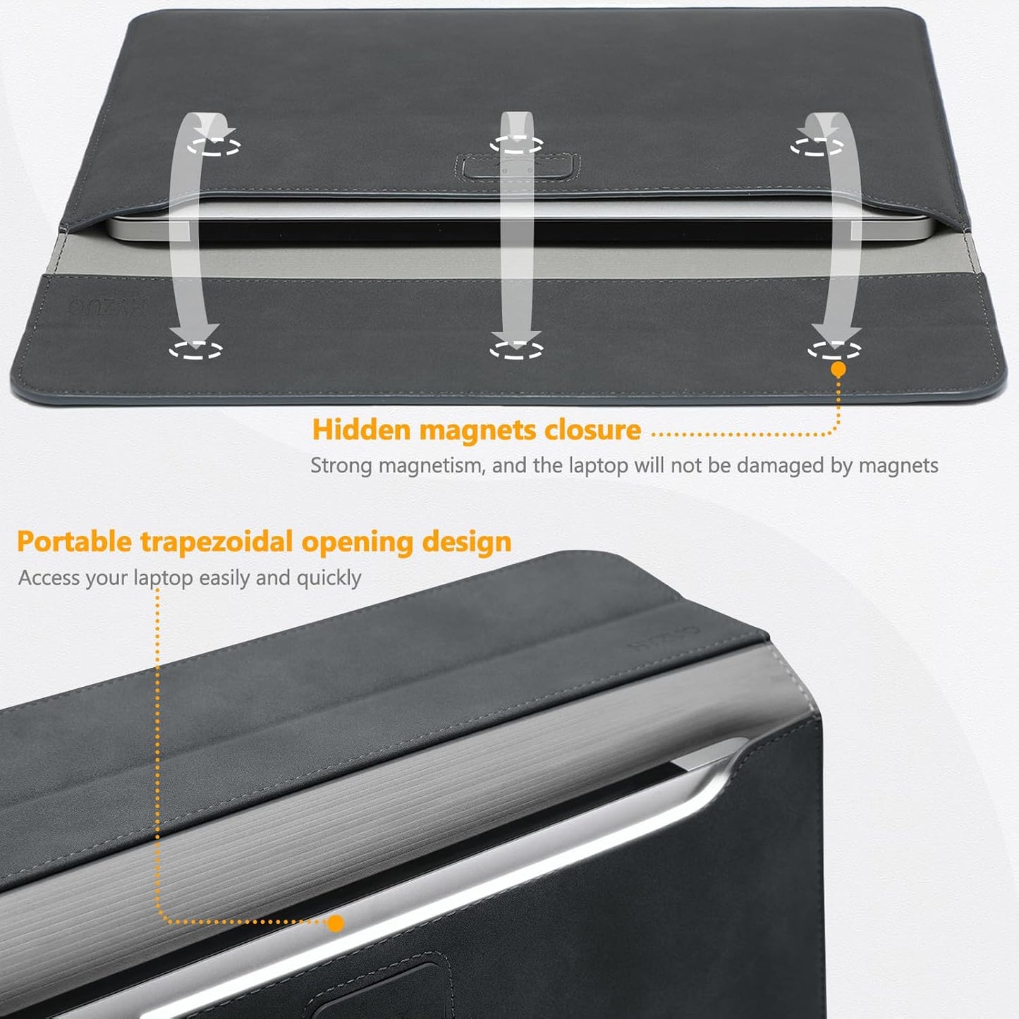 HYZUO 15 Inch Laptop Sleeve Case with Stand for MacBook Air 15 M4 A3241 M3 A3114 M2 A2941 2025-2023, 15" Surface Laptop 7/6/5/4, MacBook Pro 15 A1990 A1707 2019-2016, with Pouch, Space Gray