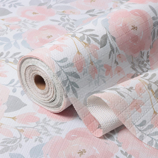 Peony Shelf and Drawer Liner for Kitchen,Non-Adhesive and Strong Non-Slip Floral Cabinet Drawer Liners for Kitchen Shelf, Waterproof Cupboard Liners,Easy to Clean,12IN x 10FT