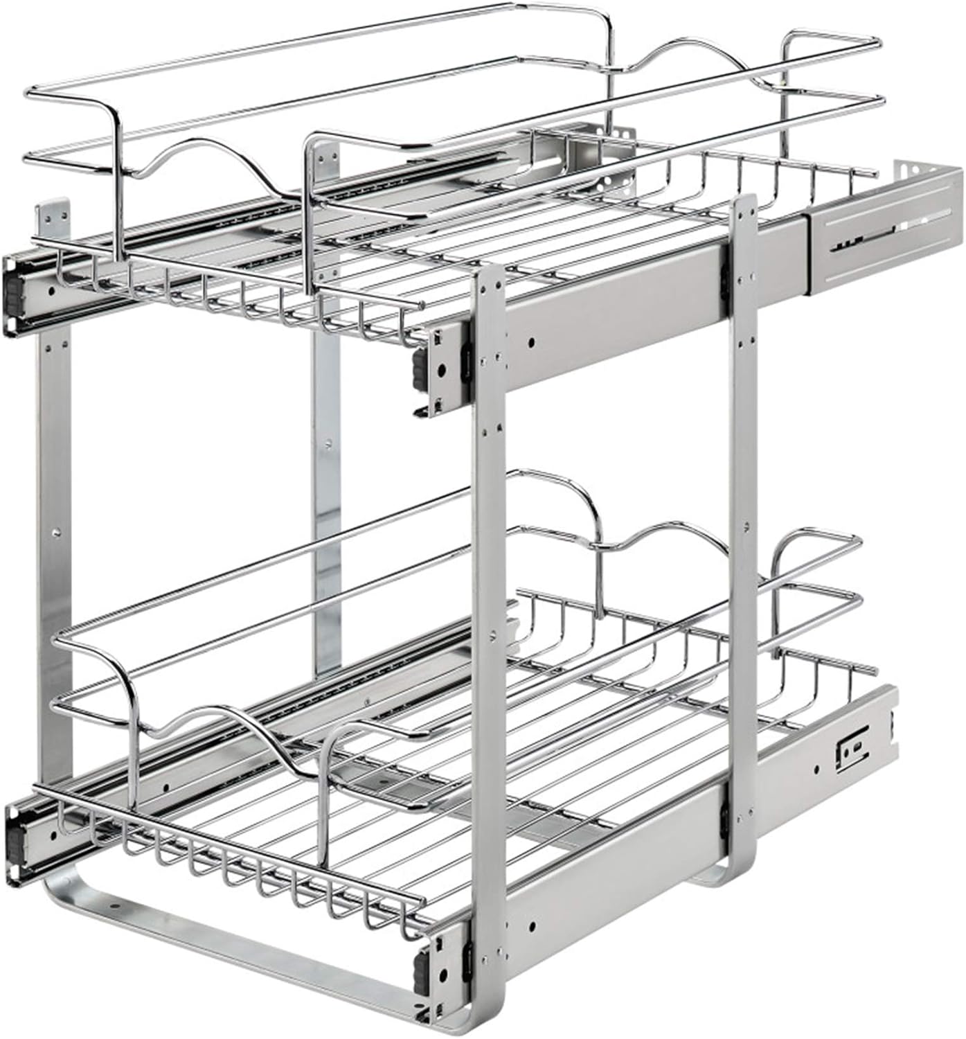 Rev-A-Shelf 2-Tier Kitchen Cabinet Pullout Shelf and Drawer Organizer Slide Out Pantry Storage Basket in Multiple Sizes, 12 x 18 In, 5WB2-1218CR-1