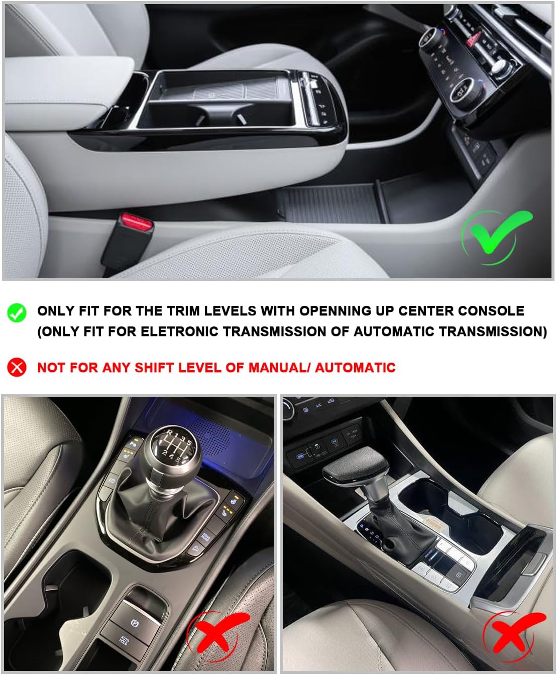 CDEFG 2Pcs Lower Center Console Tray Floor Console Organizer with Cup Holder Compatible with 2025 2026 Hyundai Tucson Limited Accessories Middle Console Storage Box