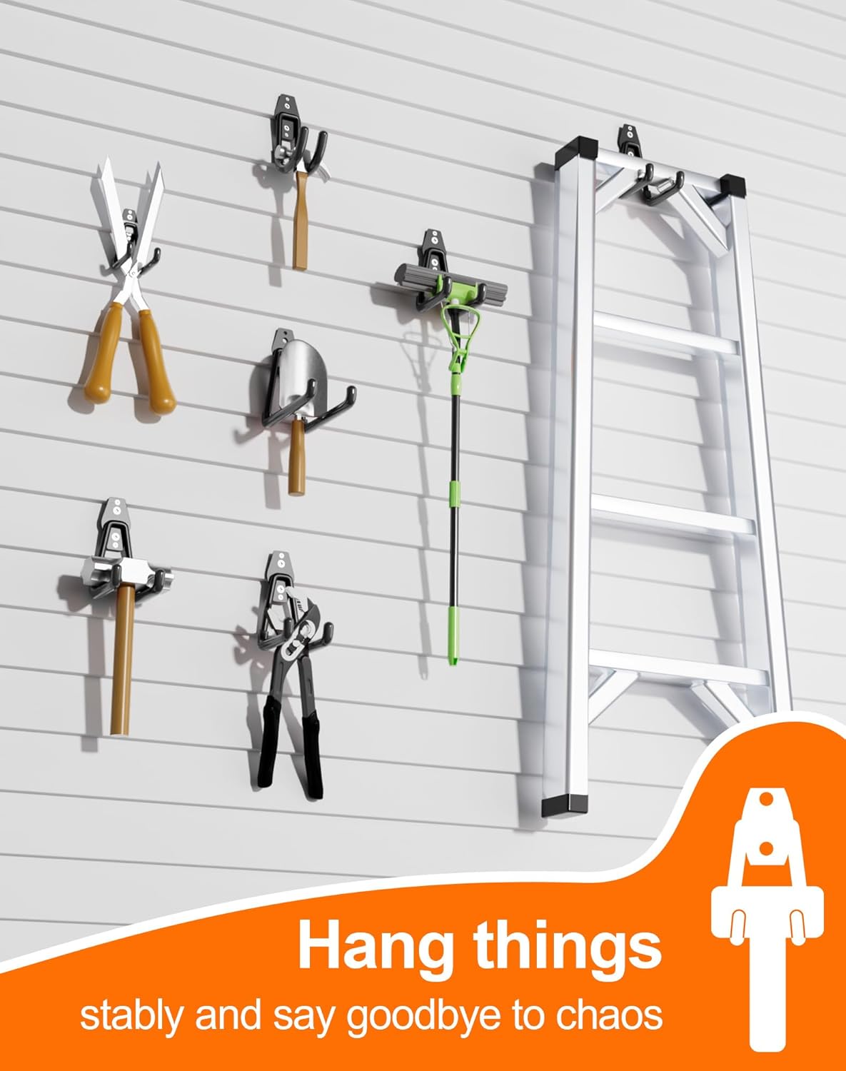 QcoQce 14 Pack Garage Hooks Heavy Duty with 2 Extension Cord Straps,Garage Storage Hooks, Wall Mount Hooks, Garage Organization and Tool Hangers for Bike, Ladder, Ropes and Garden Tools
