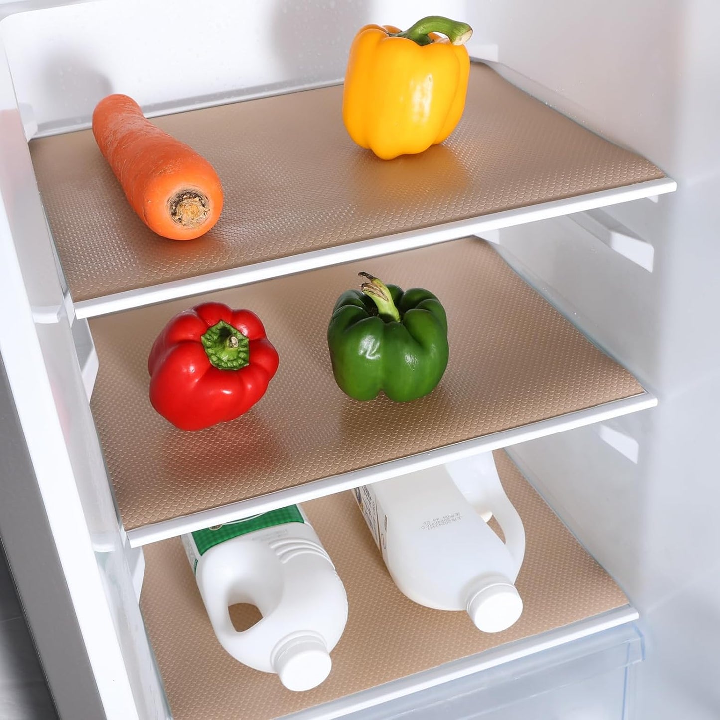 Beige Shelf Liners for Kitchen Cabinets Non Adhesive Drawer Liner for Bathroom Waterproof Refrigerator Liners for Shelves Fridge Plastic Mats Cabinet Cupboard Liner 11.8 x 393.7 Inches