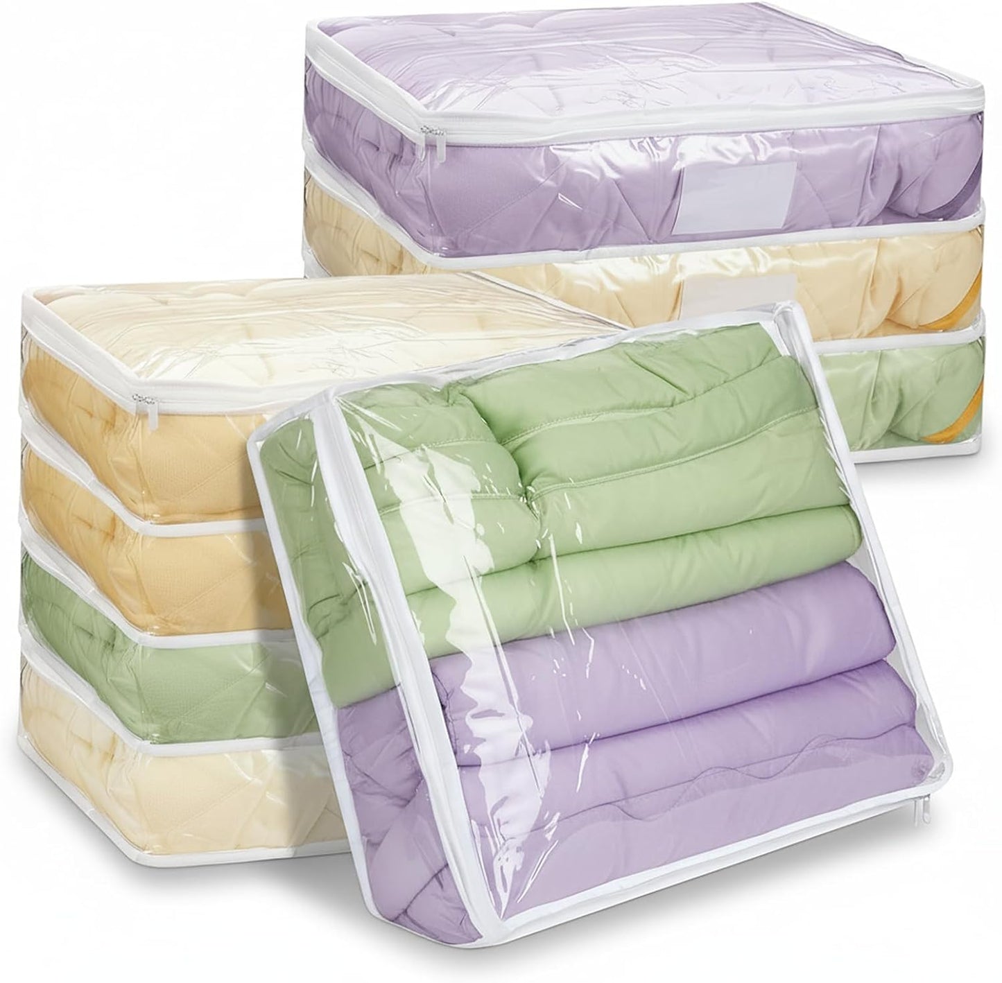 8 Pcs Clear Plastic Storage Bags with Zipper, 15.7 x 13.8 x 3.9 Inch Pvc Sweater Sheet Organizer Waterproof Zippered Clothing Storage Bags for Clothes, Linen, Pillow, Sheets, Blankets