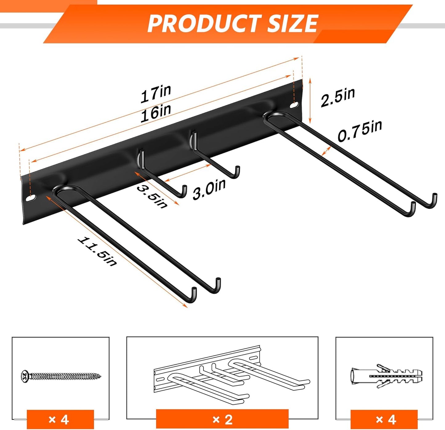 Ultrawall Wall Mount Ski Rack, Garage Ski Storage Rack, Ski Hangers For 8 Pairs of Skis