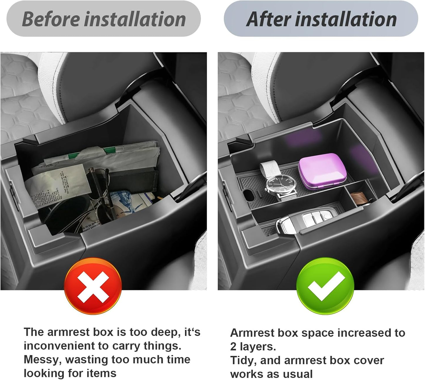 SKTU 3Pcs for 2025 2026 Subaru Forester Center Console Organizer 2025 2026 Forester Console Tray Subaru Forester 2025 2026 Accessories Cup Holder 2025+ Forester Wireless Charging Pad with Coin Holder