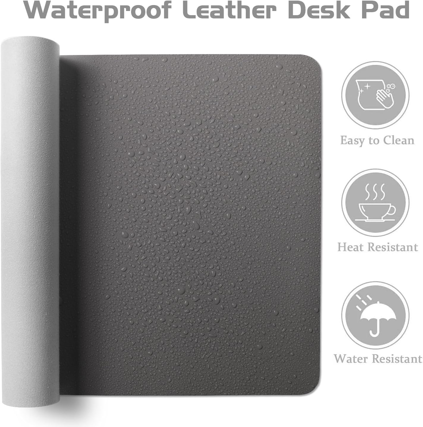 Aothia Leather Desk Pad Protector, Office Desk Mat, Large Mouse Pad, Laptop Desk Pad, Non-Slip PU Leather Desk Blotter, Waterproof Desk Writing Pad for Office and Home (Grey, 55" x 17")