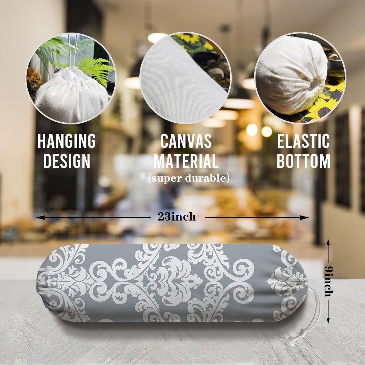 Damask Plastic Bag Holder, Reusable Garbage Bags Holders, Car Trash Bags, Wall Mount Kitchen Essentialsfor Home Kitchen, Housewarming Gift for Women Mom Grandma, Kitchen Pattern Garbage Bag 54