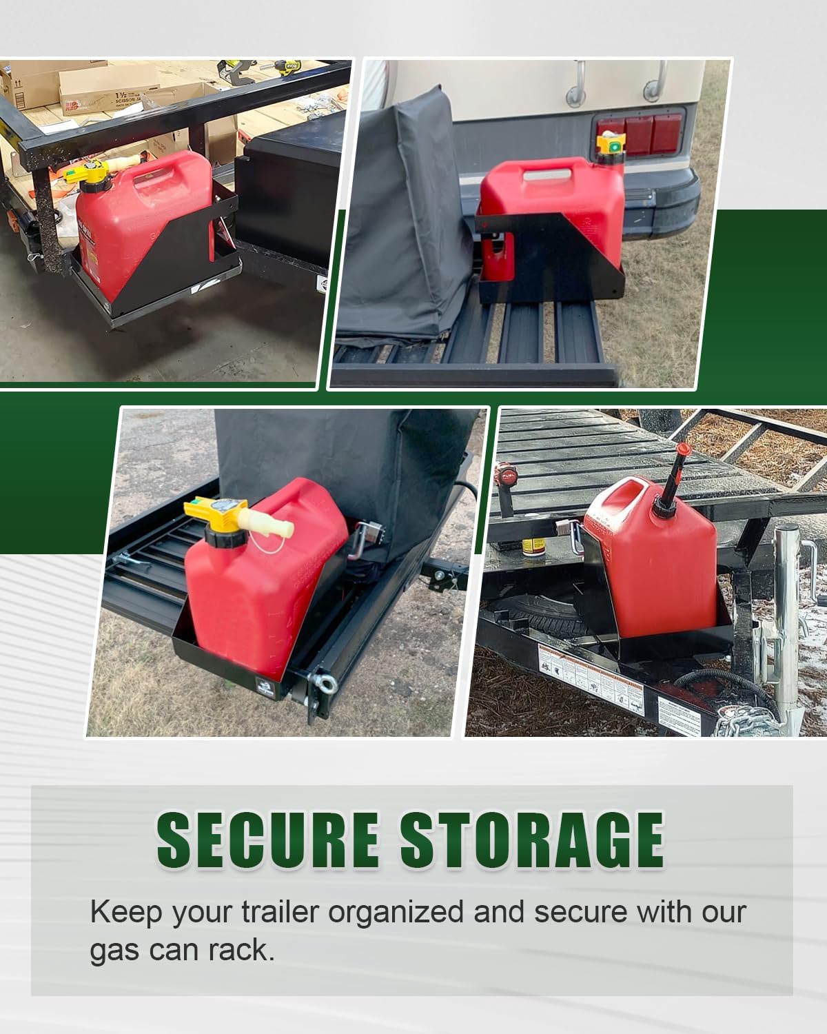 ELITEWILL Trailer Fuel Gas Can Rack Holder with Lock 5 Gallon Liquid Container Mount Fit for Enclosed or Open Landscape Trailer, Truck, RV(Not Include Fuel Gas Can)