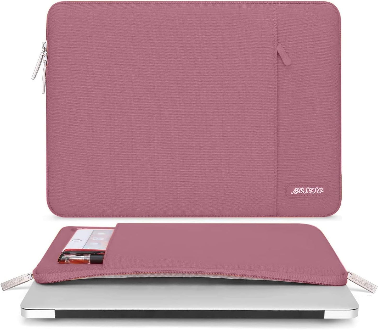 MOSISO Laptop Case 13 inch, 13 inch Laptop Sleeve Compatible with MacBook Air M4 M3 M2 M1 2025-2018 / Pro M2 M1 2025-2016, Polyester Vertical Computer Sleeve Bag with Pocket, Dusty Rose