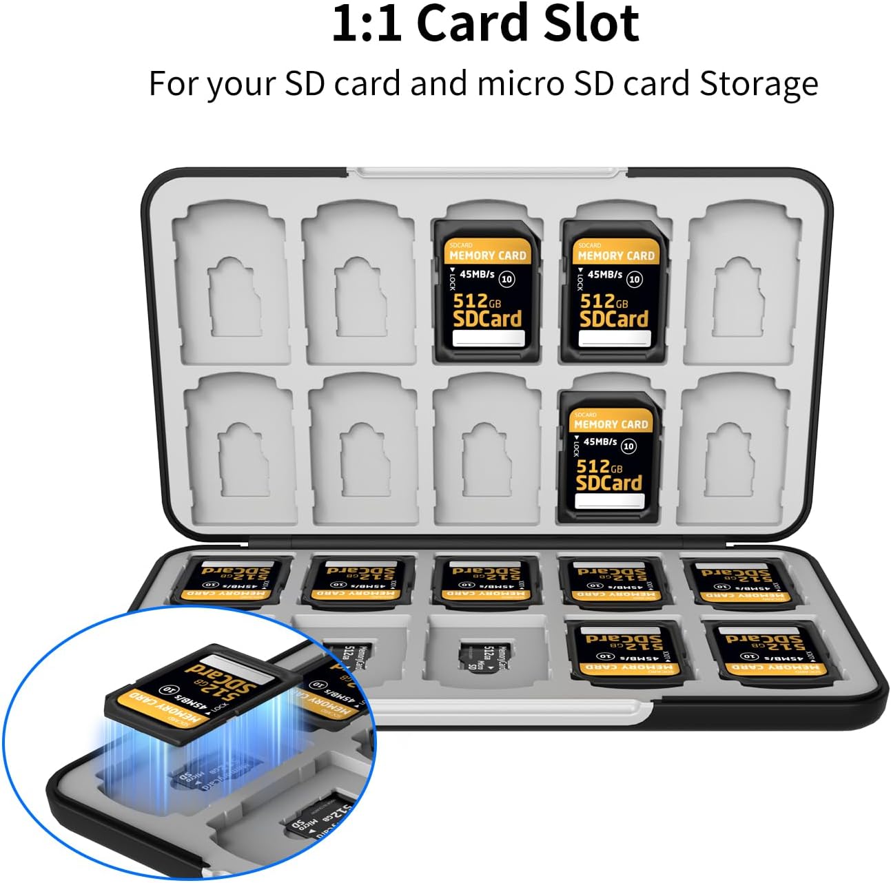 Memory Card Case with 40 Slots for 20 Micro SD SDXC SDHC TF Cards and 20 SD SDXC SDHC Cards,Anyskill SD Card Holde Features a Portable and Compact Design for Easy to Carry