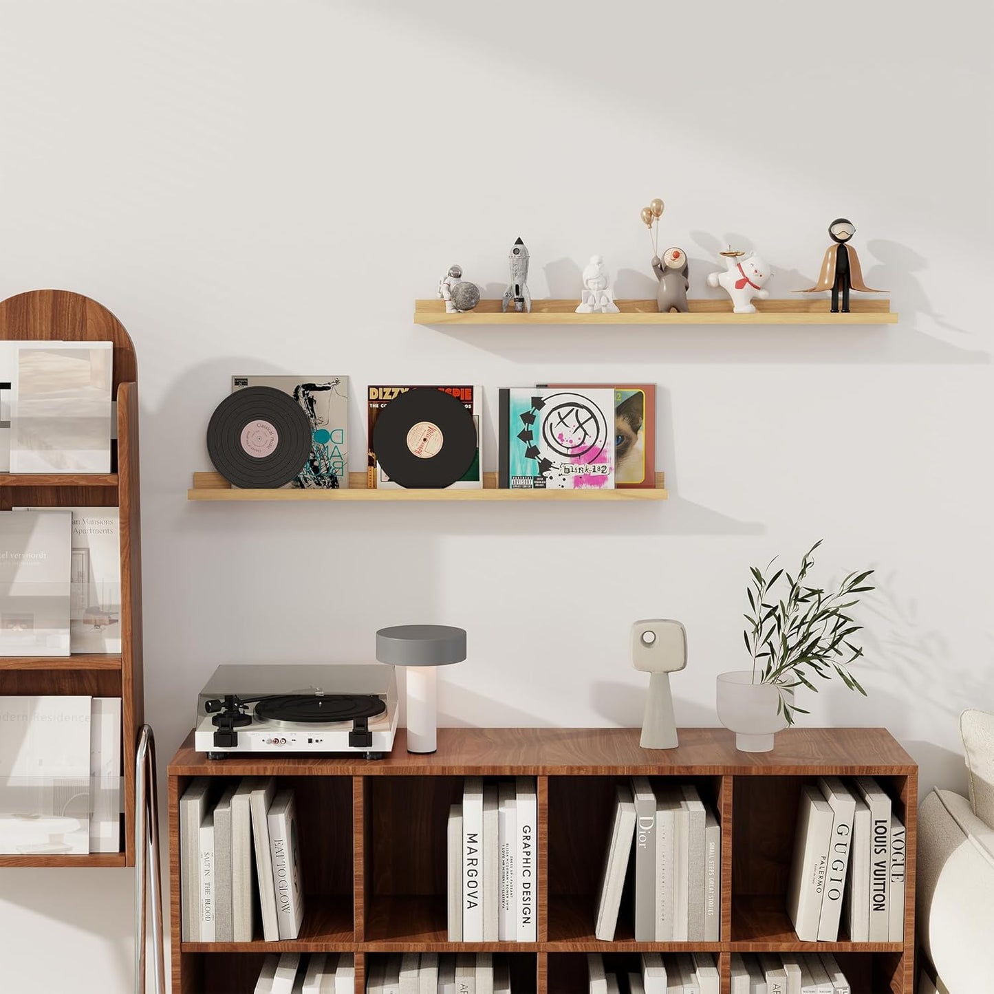 Axeman Oak Floating Shelves - Picture Ledge Shelf Set of 2-36 Inch Floating Shelves with Lip - Oak Picture Shelf for Wall with Ledge - Photo Ledge Shelves for Pictures Nursery Books