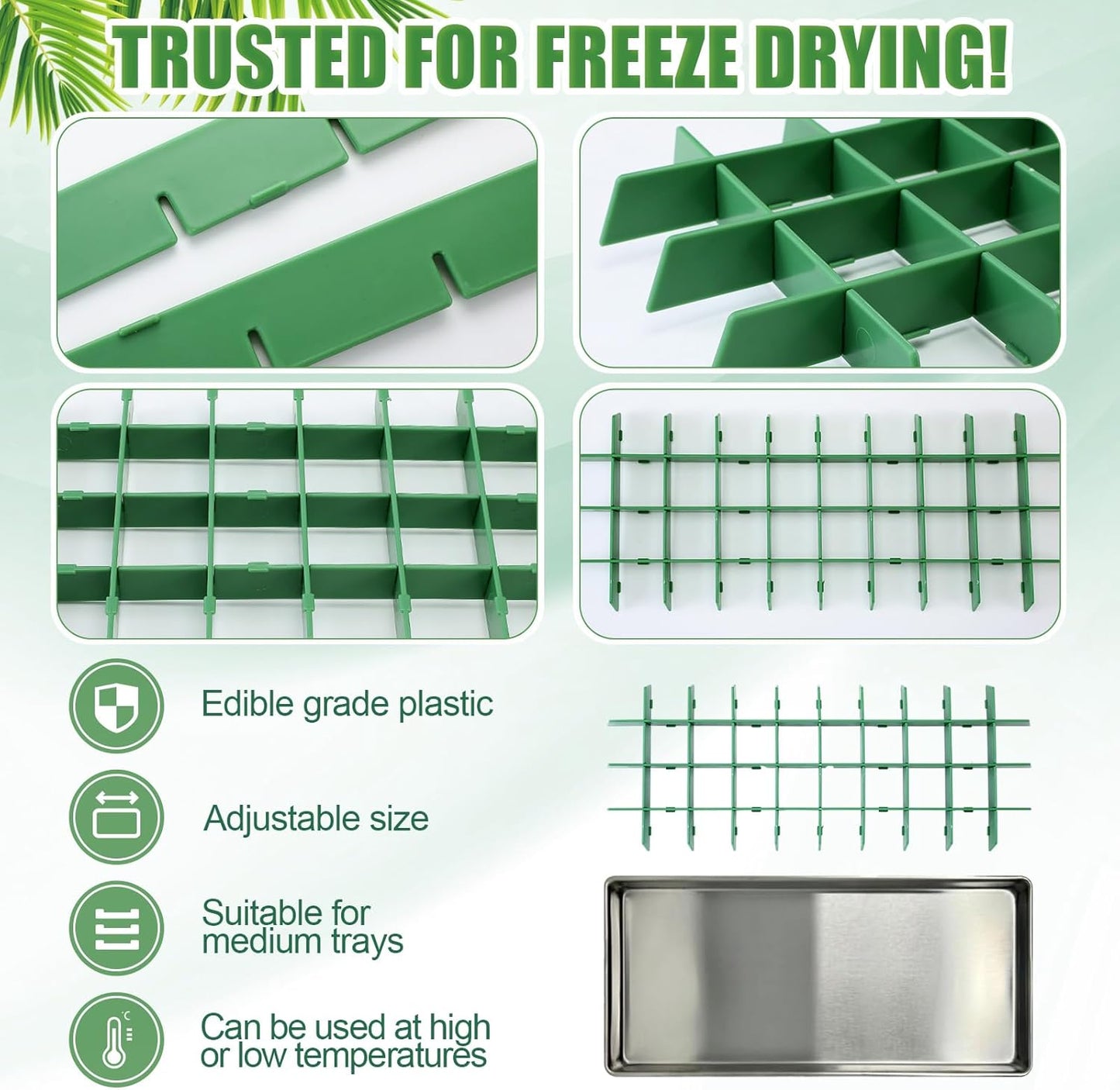 5 Sets Freeze Dryer Tray Dividers, Compatible with Harvest Right Freeze Dryer, Candy Tray Dividers Accessories(Medium,Green)