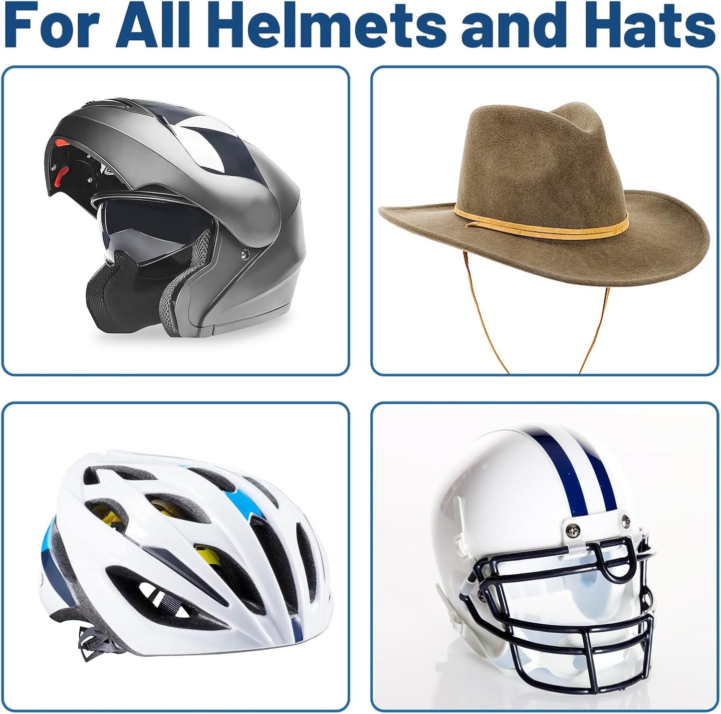 2 Pcs Helmet Rack Hanger Wall Mount Display, Helmet Holder Hooks Wall Mount for Equestrian Motorcycle Hat - White & Black