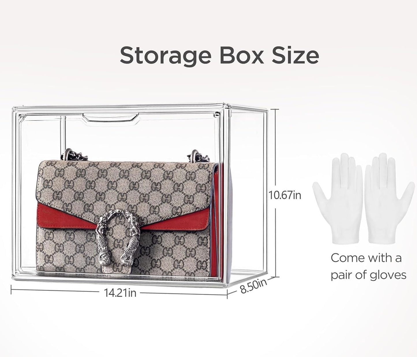 HBlife 16 Pack Purse Storage Organizer for Closet, Large Clear Stackable Handbag Display Case Box with Magnetic Door for Collectibles, Cosmetics, Women Heels and Toys