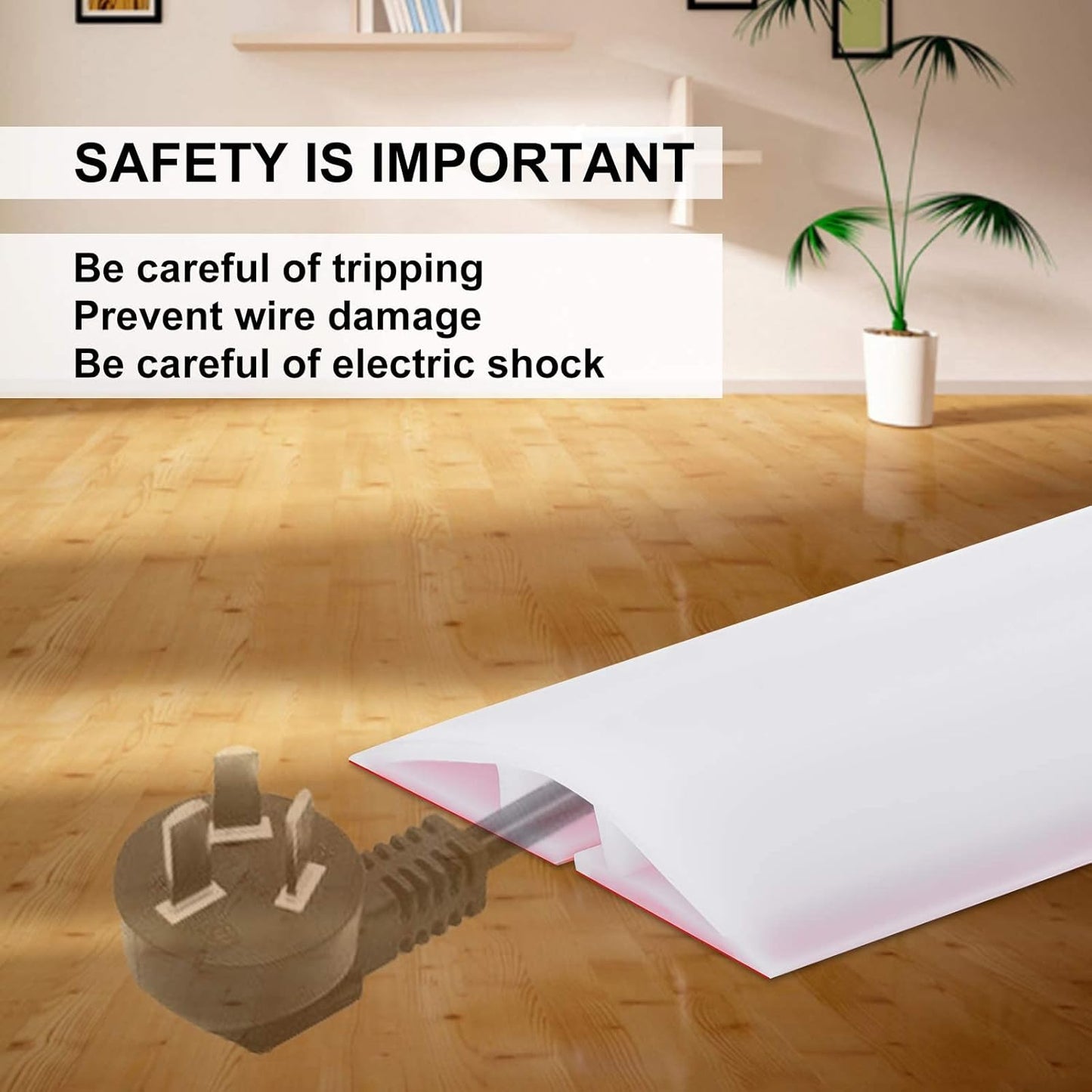 6.5Ft Floor Cord Cover Transparent Silicone Cable Protector Easy to Install Wire Organizer and Hider for Home, Office, Garage (Transparent-2m)