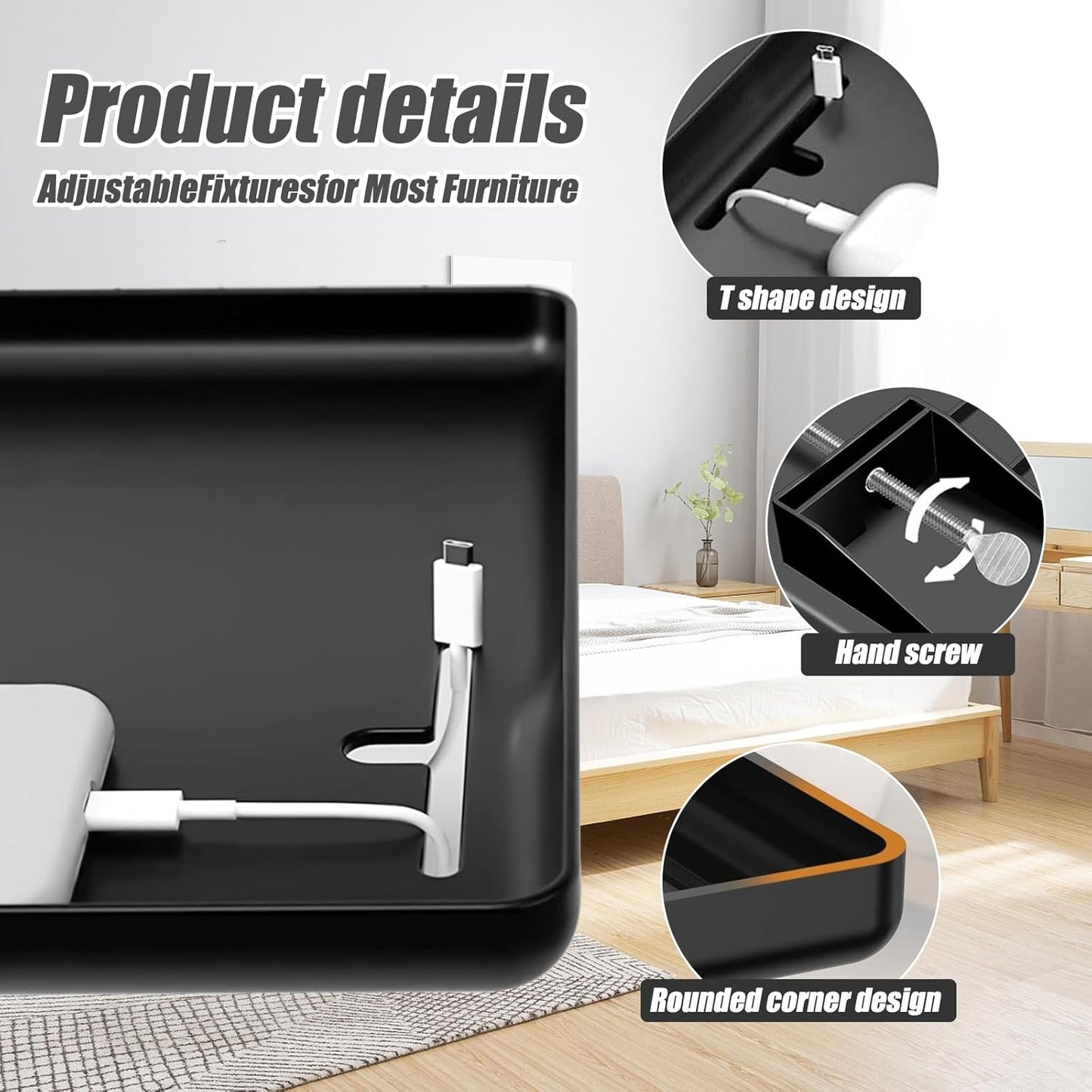 Bedside Table College Dorm Room Essentials Clip On Nightstand Floating Bed Side Table for Bunk Bed Top Bunk - Send Goods from Local Warehous