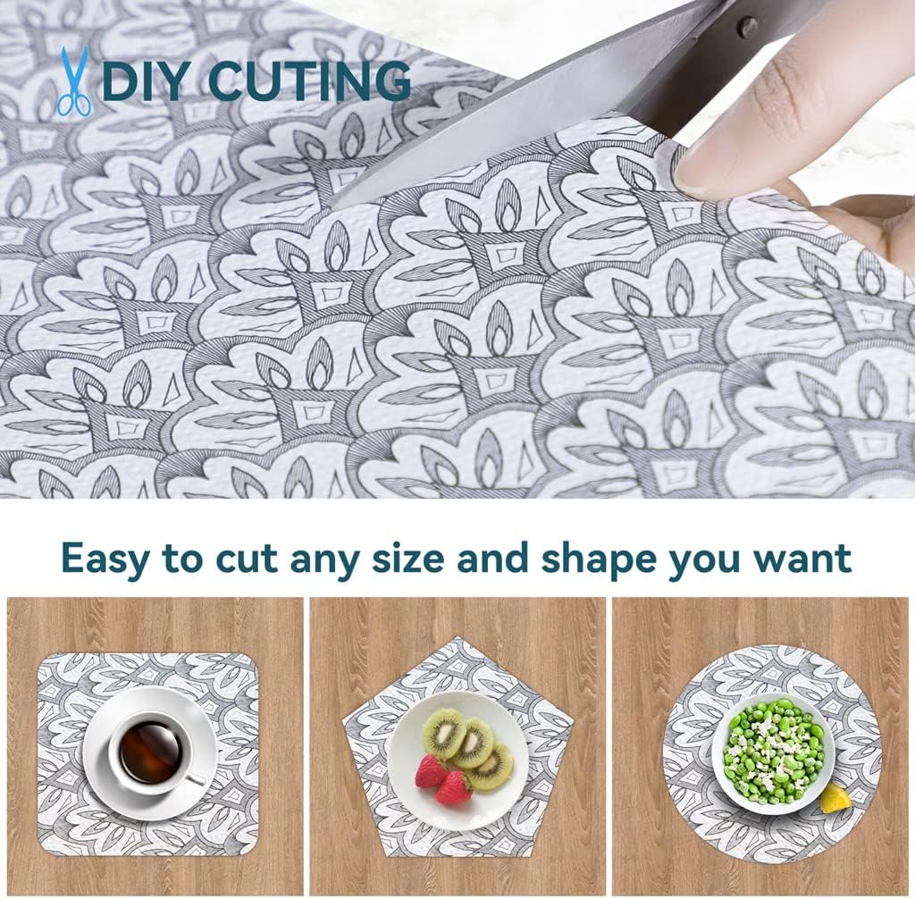 12inx50FT Shelf Liner Non Slip 12 inch Wide, Non Adhesive Drawer Liner, Waterproof Pantry Liner, Cabinet Lining Shelf Liners for Kitchen Cabinets Easy to Trim Wire Shelf Liner