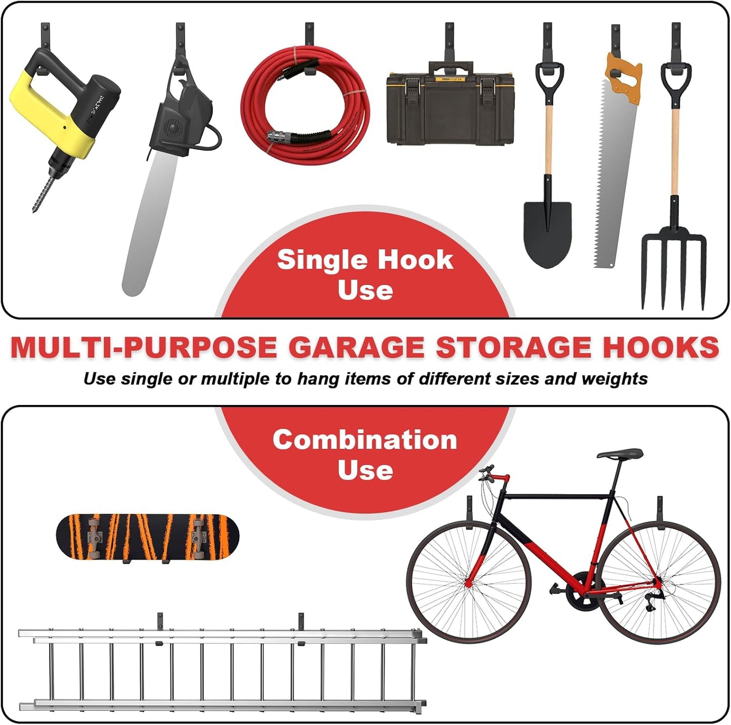 Heavy Duty Garage Hooks, 4 Inch Ladder Hooks for Garage Wall Ladder Hangers Wall Mount Wall Hooks for Hanging Ladders,Ropes, Hoses, Garden Tools(4 Pack)
