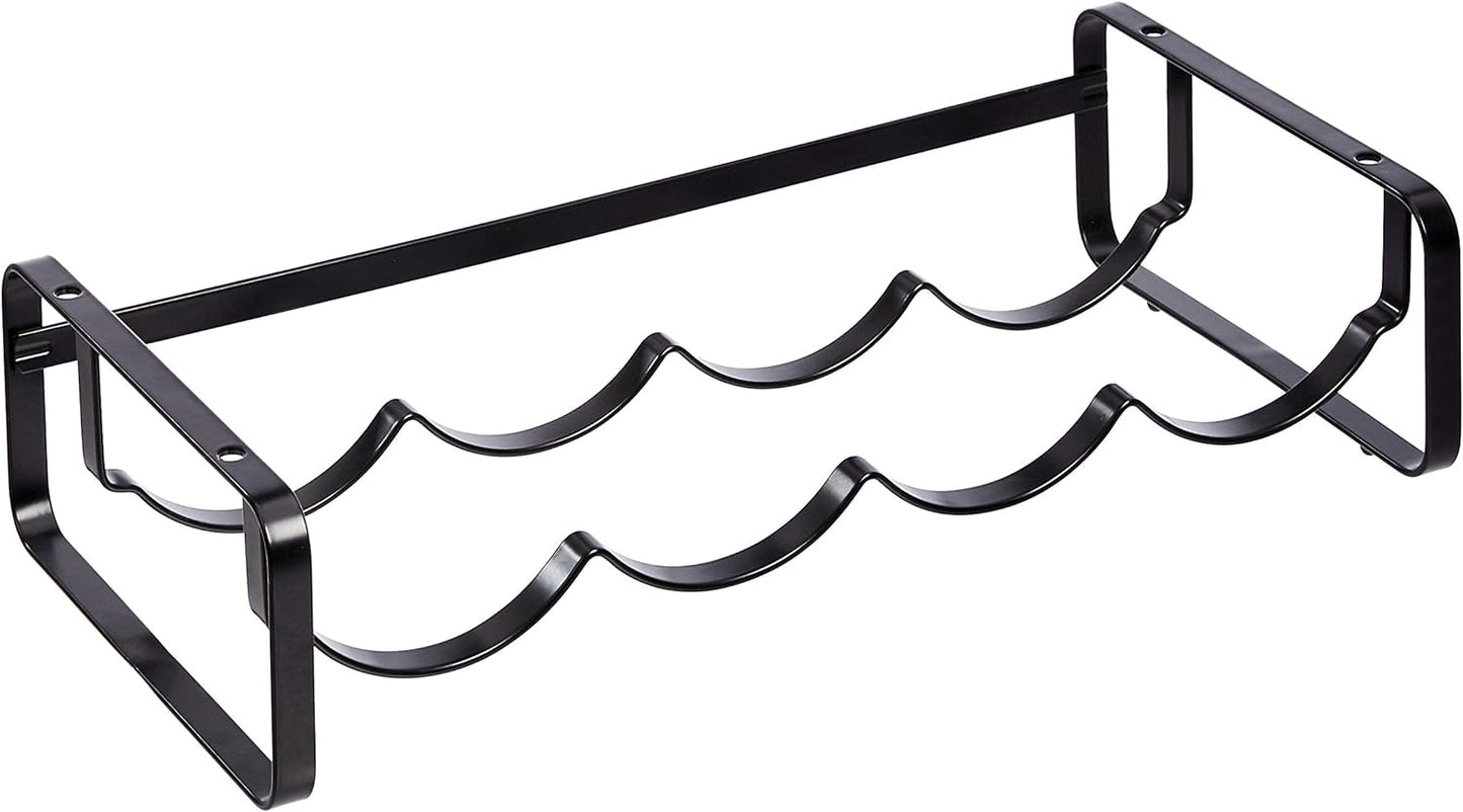 Amazon Basics Tabletop Stackable 4-Bottle Metal Wine Rack, 3.74"D x 15.75"W x 7.87"H, Black